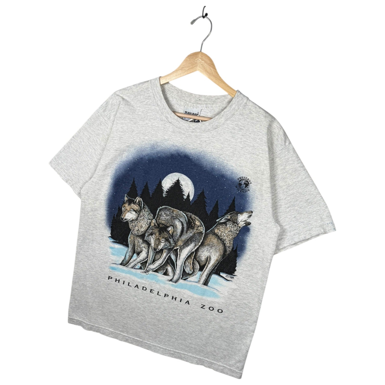Vintage Philadelphia Zoo Wolves Moon T-Shirt