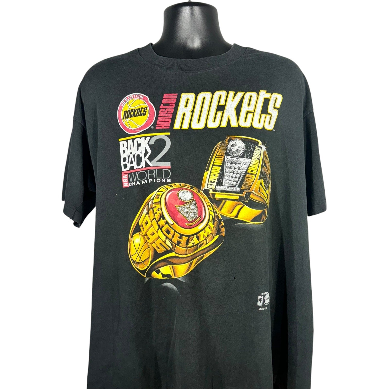 Vintage NBA Houston Rockets Back 2 Back Champs Rings Tee