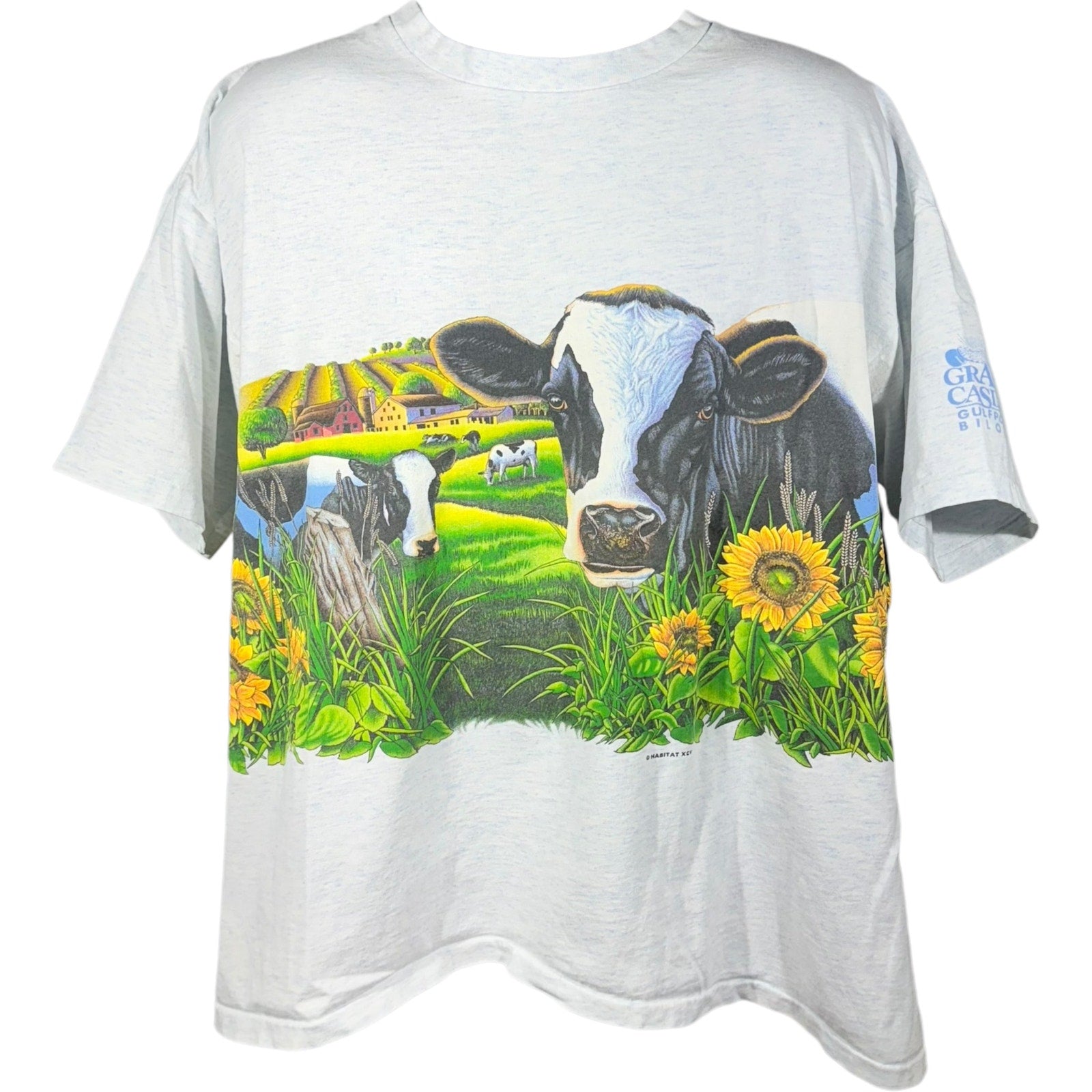 Vintage Country Farm Landscape Cow Wrap Around Nature Tee