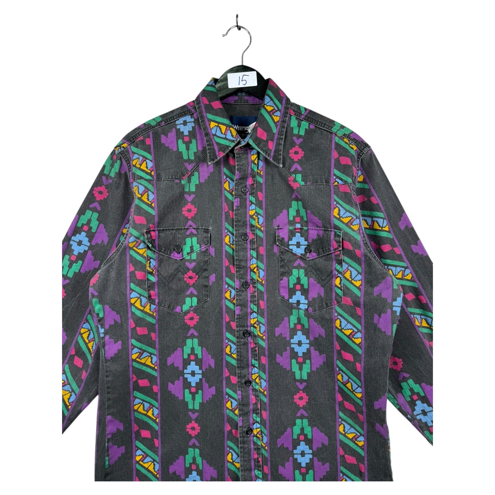 Vintage Wrangler Aztec Western Long Sleeve Button Up Shirt