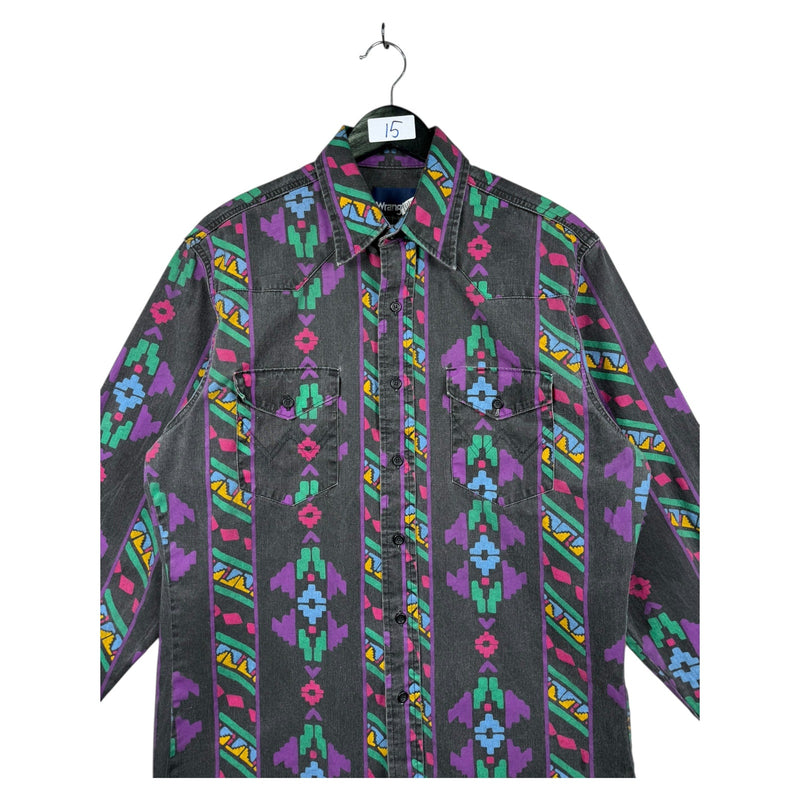 Vintage Wrangler Aztec Western Long Sleeve Button Up Shirt