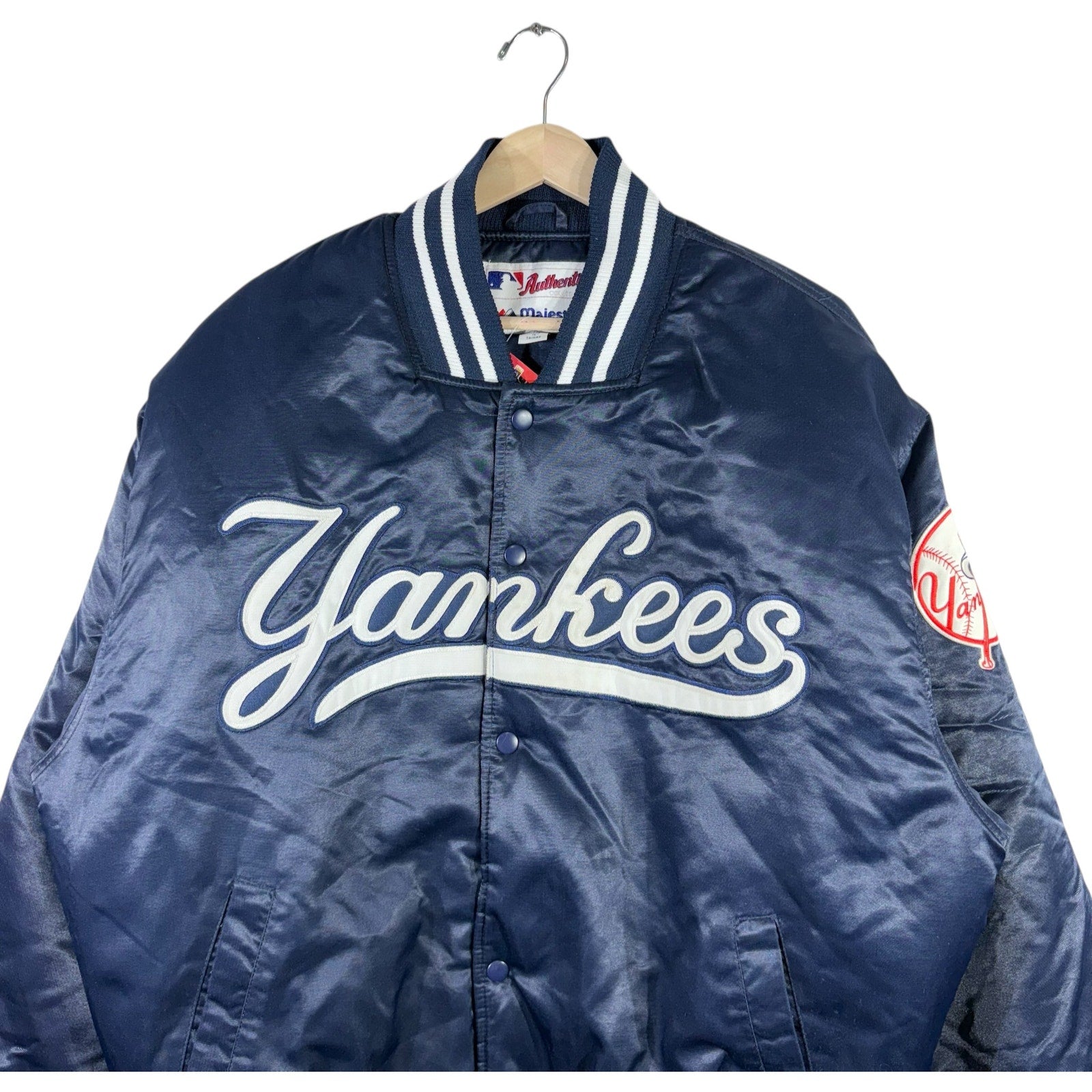 Vintage Majestic NY Yankees Spellout Satin MLB Bomber Jacket