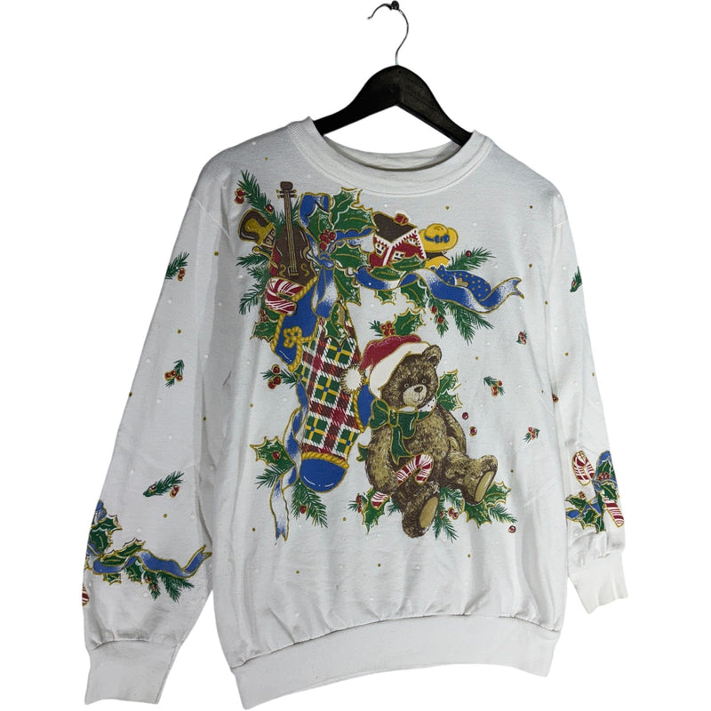 Vintage Christmas Teddy Bear Gifts Crewneck