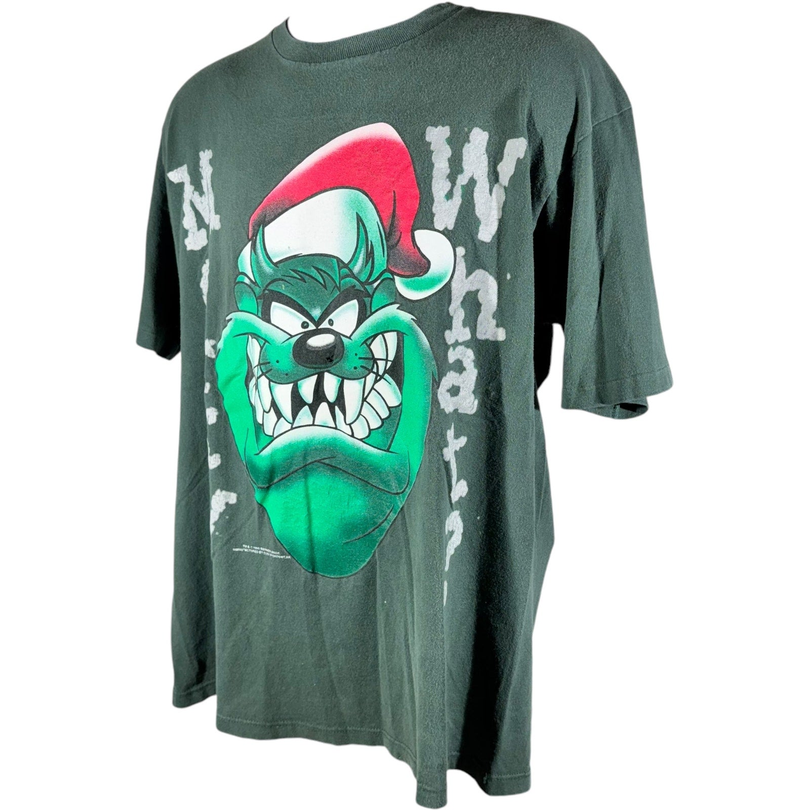 Vintage Looney Tunes Taz "Merry What?" Christmas Tee 90s