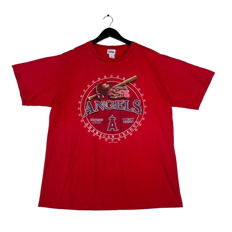 Vintage Los Angeles Angels Helmet Spellout Graphic Tee