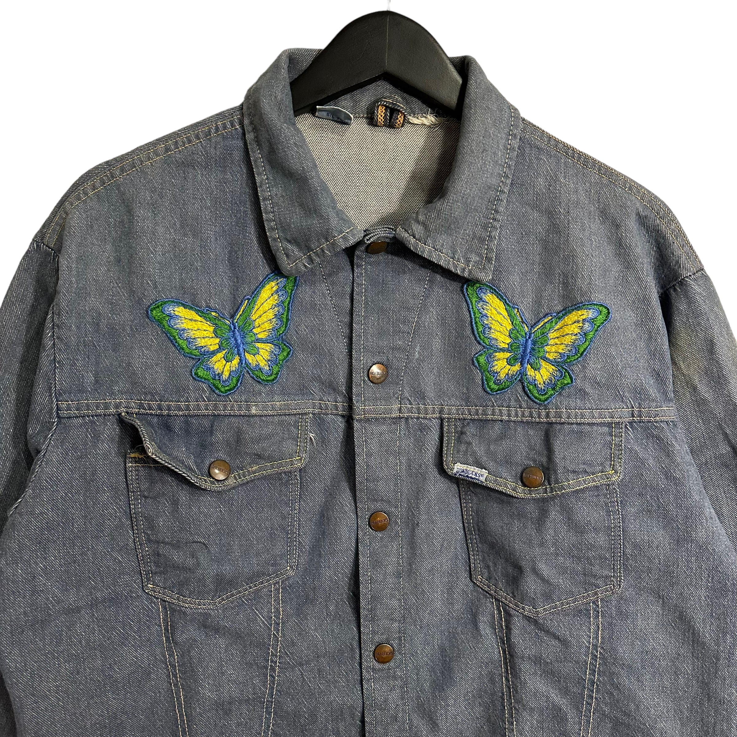 Vintage Butterfly Embroidered Denim Jacket