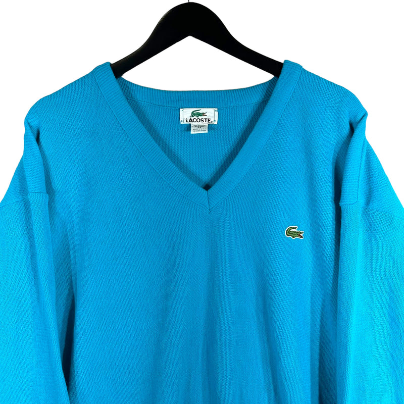 Vintage Lacoste V-Neck Acrylic Knit Sweater 90s