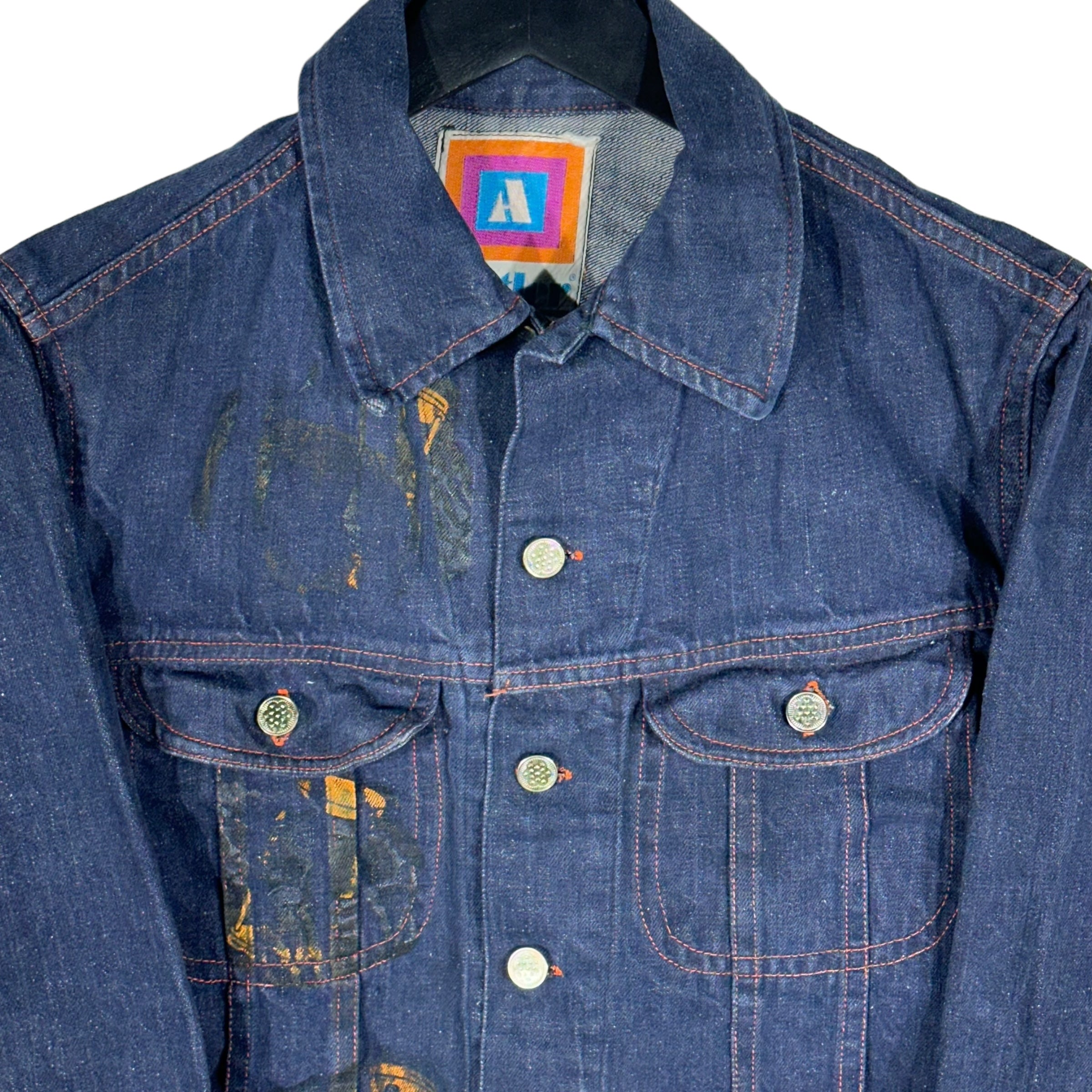 Vintage Antler Halloween Painted Stamp Denim Jacket