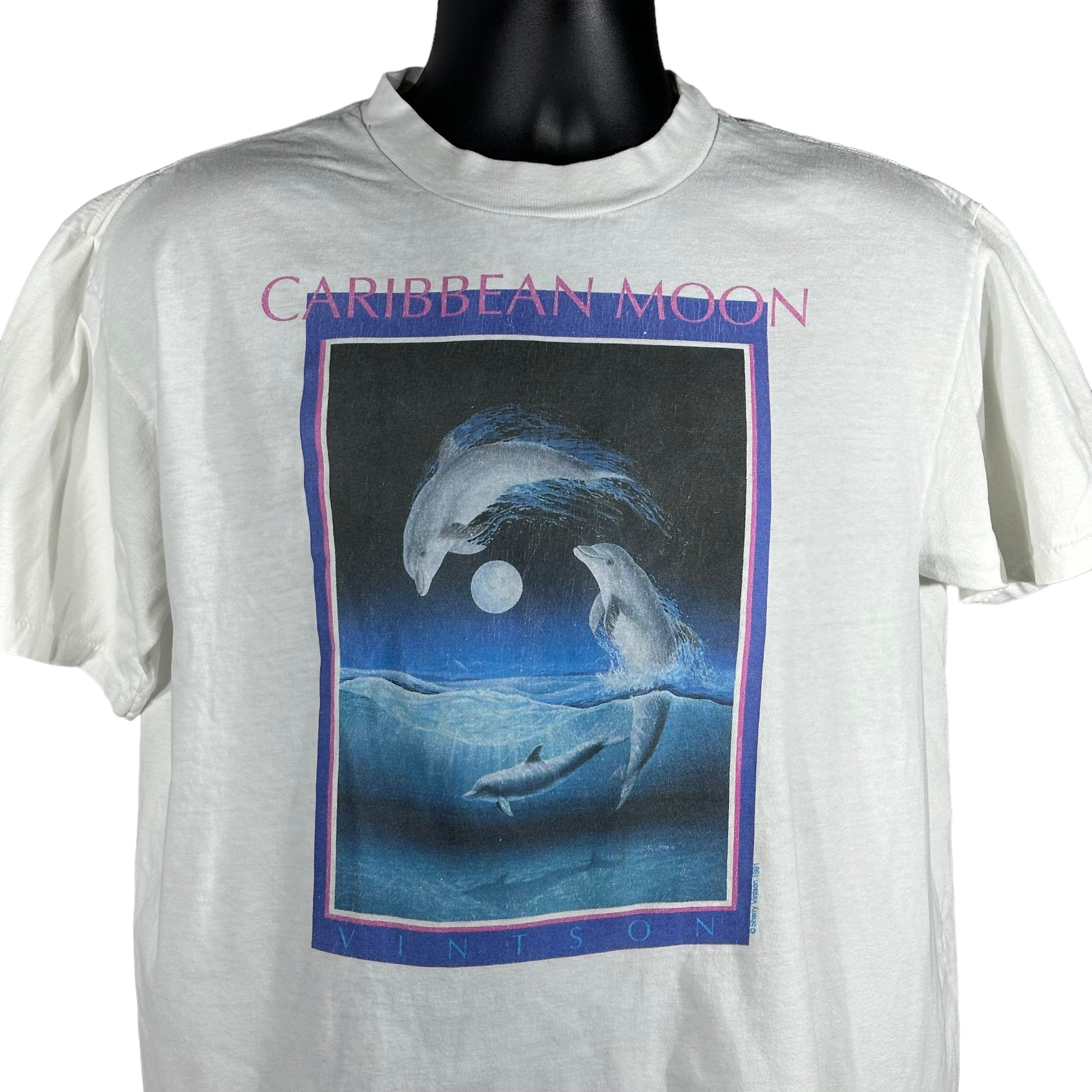 Vintage Caribbean Moon Dolphins Tee 1991