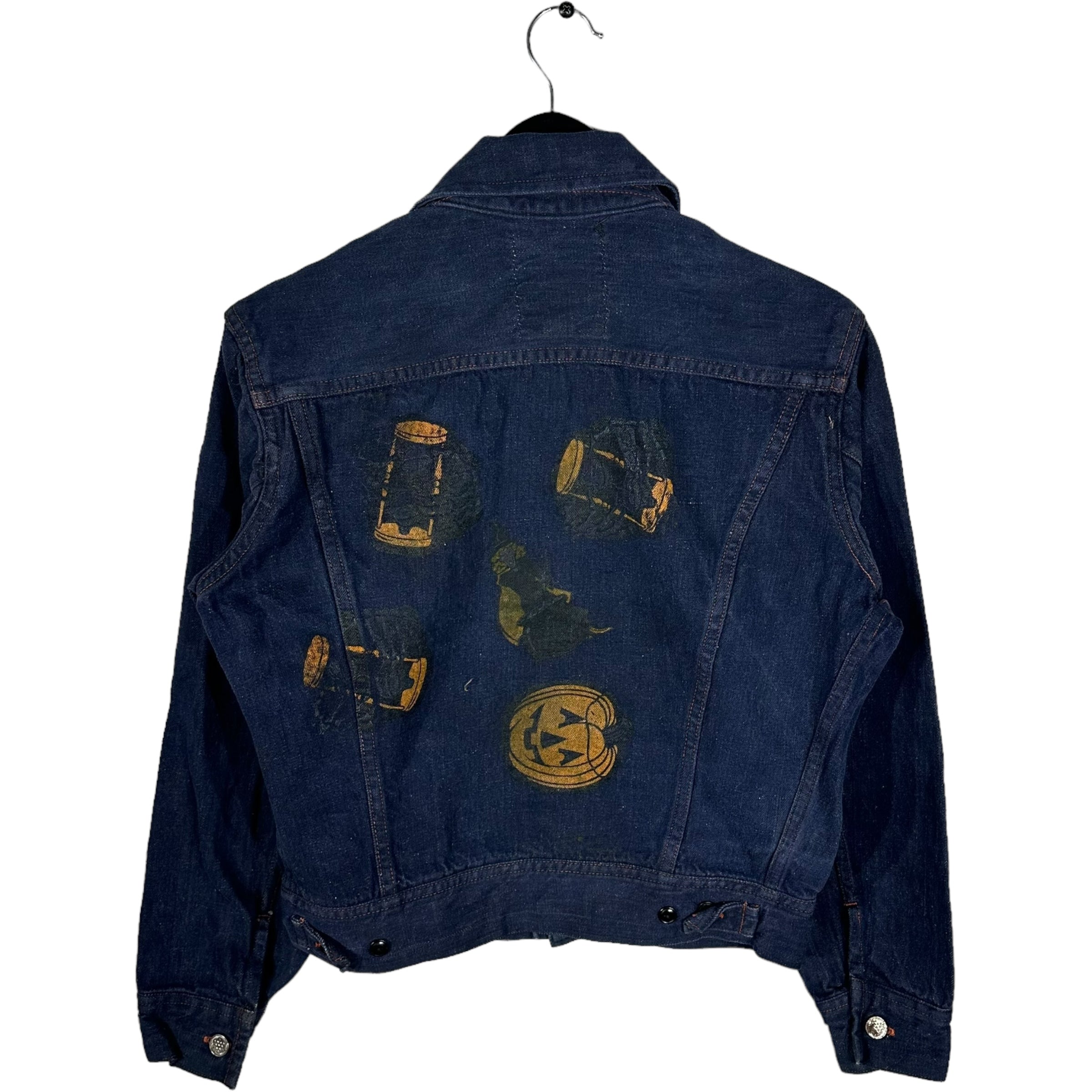 Vintage Antler Halloween Painted Stamp Denim Jacket