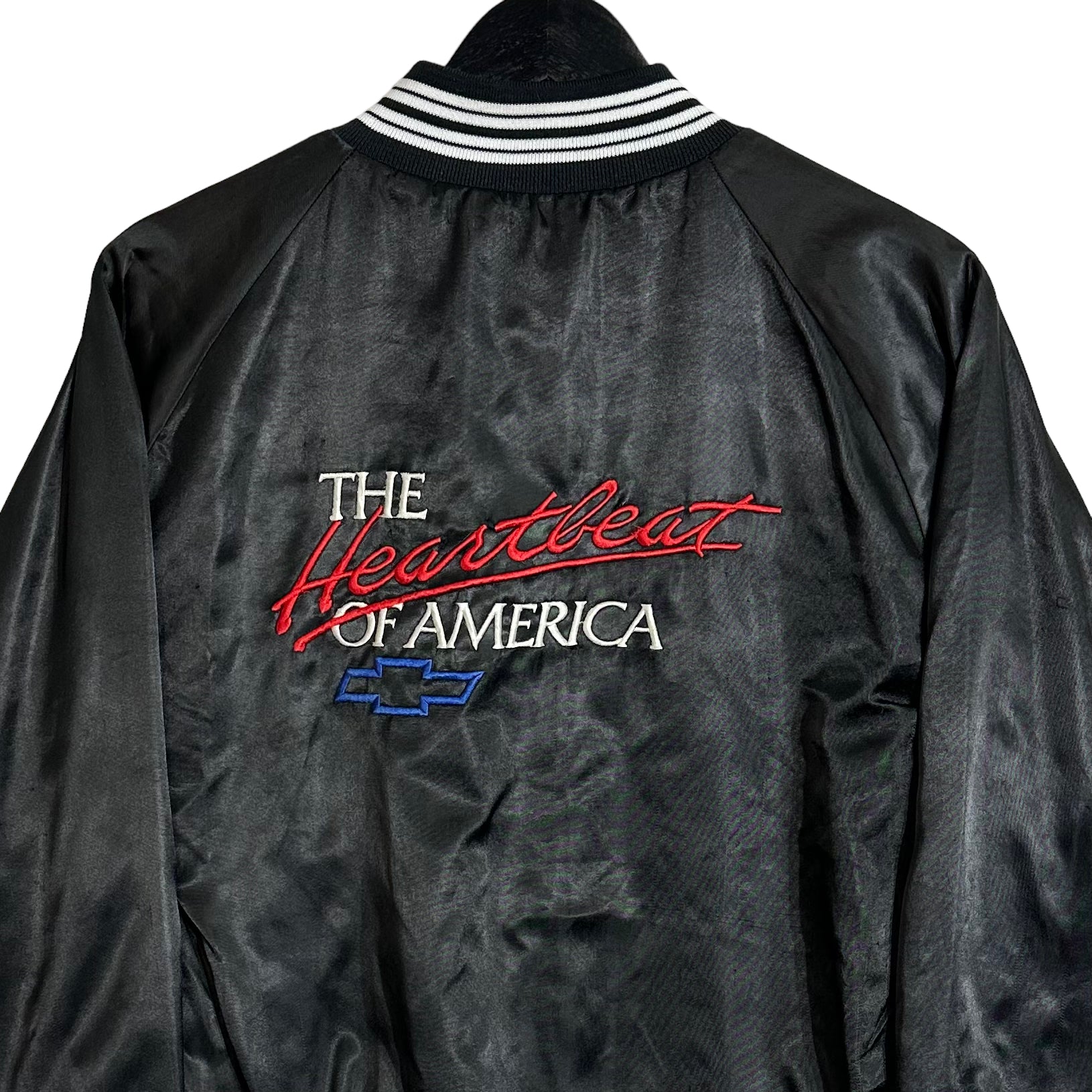 Vintage Chevy Embroidered Satin Bomber Jacket 90s