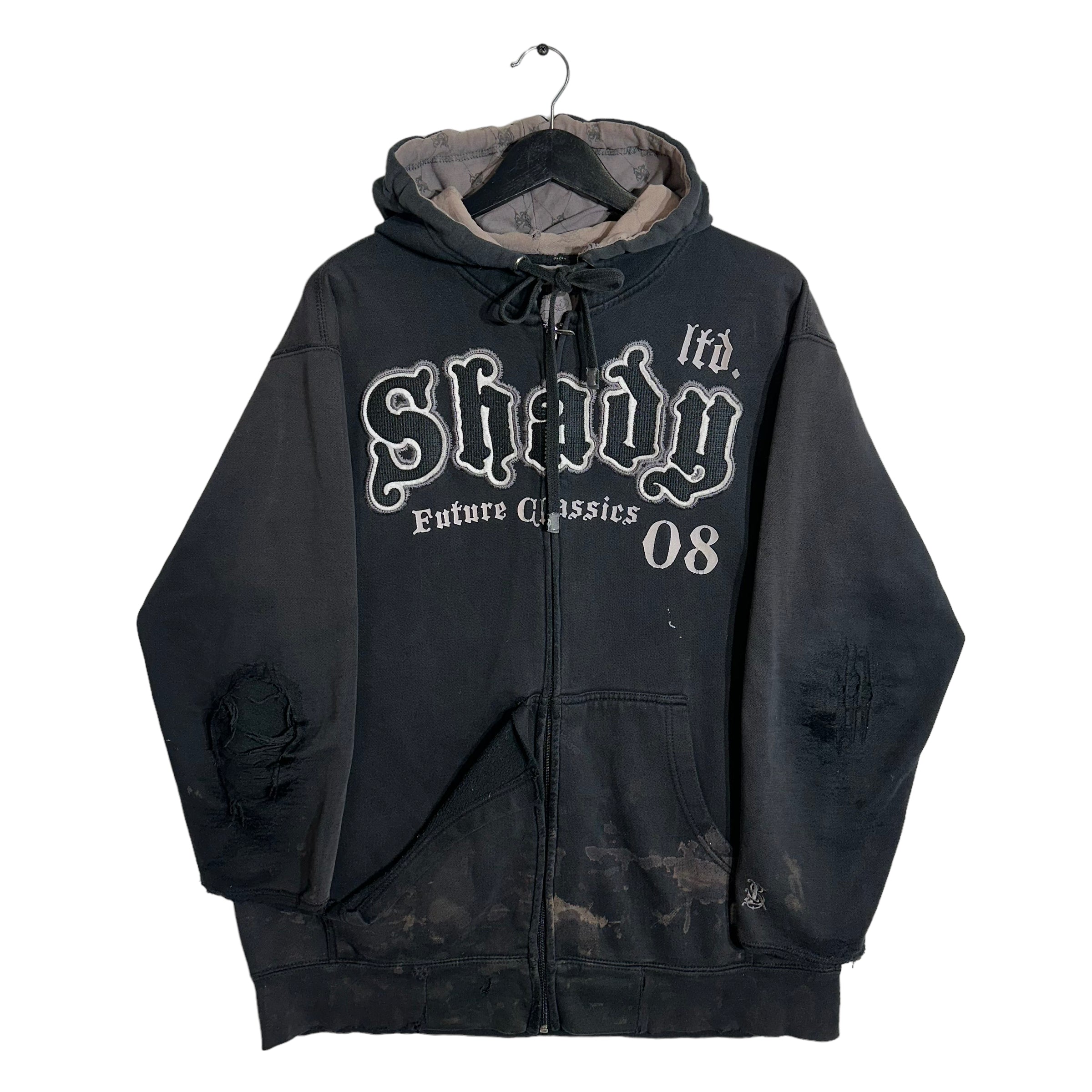 Vintage Shady LTD. Faded and Distressed Zip Up Hoodie