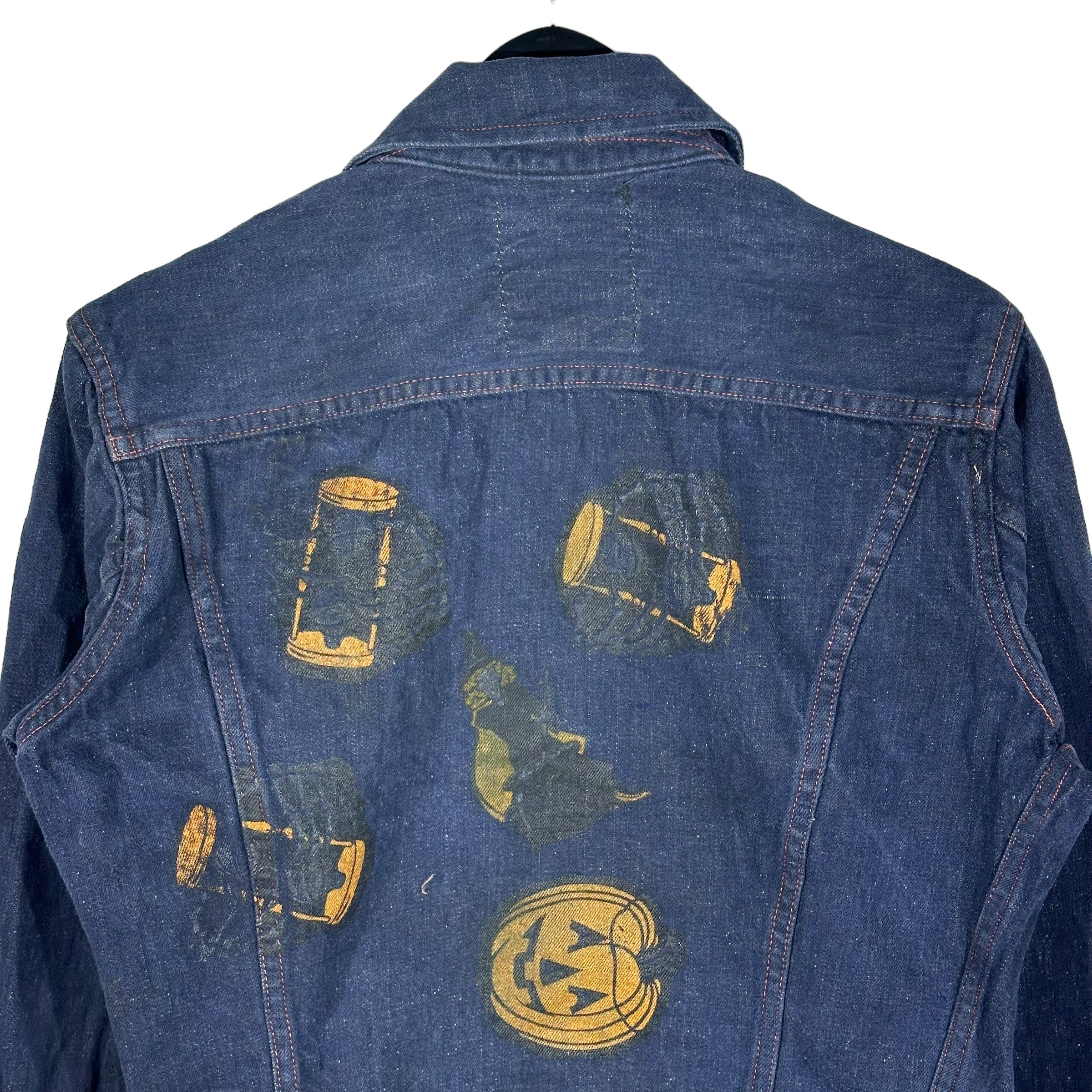 Vintage Antler Halloween Painted Stamp Denim Jacket