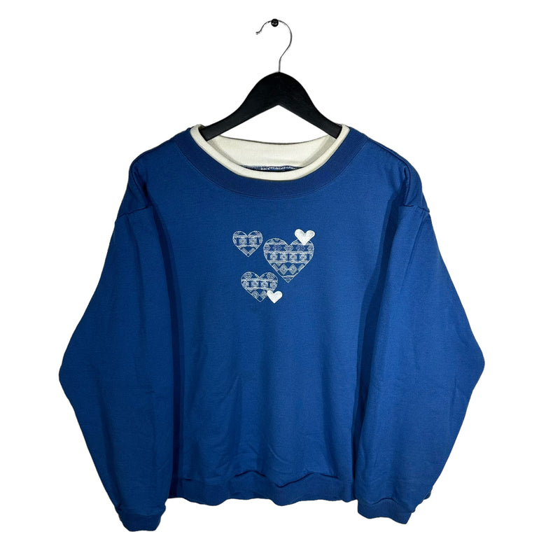 Vintage Embroidered Hearts Crewneck