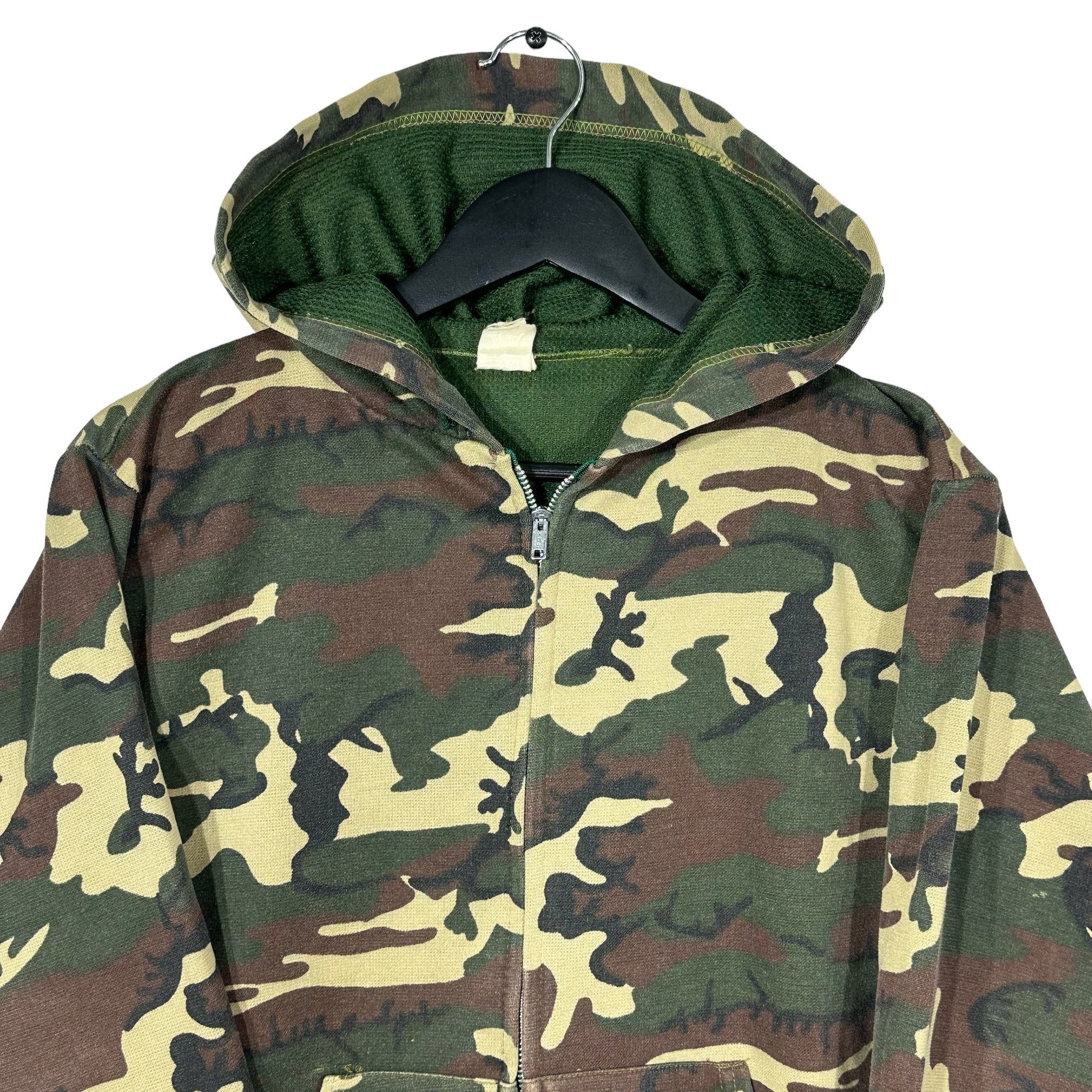 Vintage Thermal Lined Camo Full Zip hoodie Youth 80s