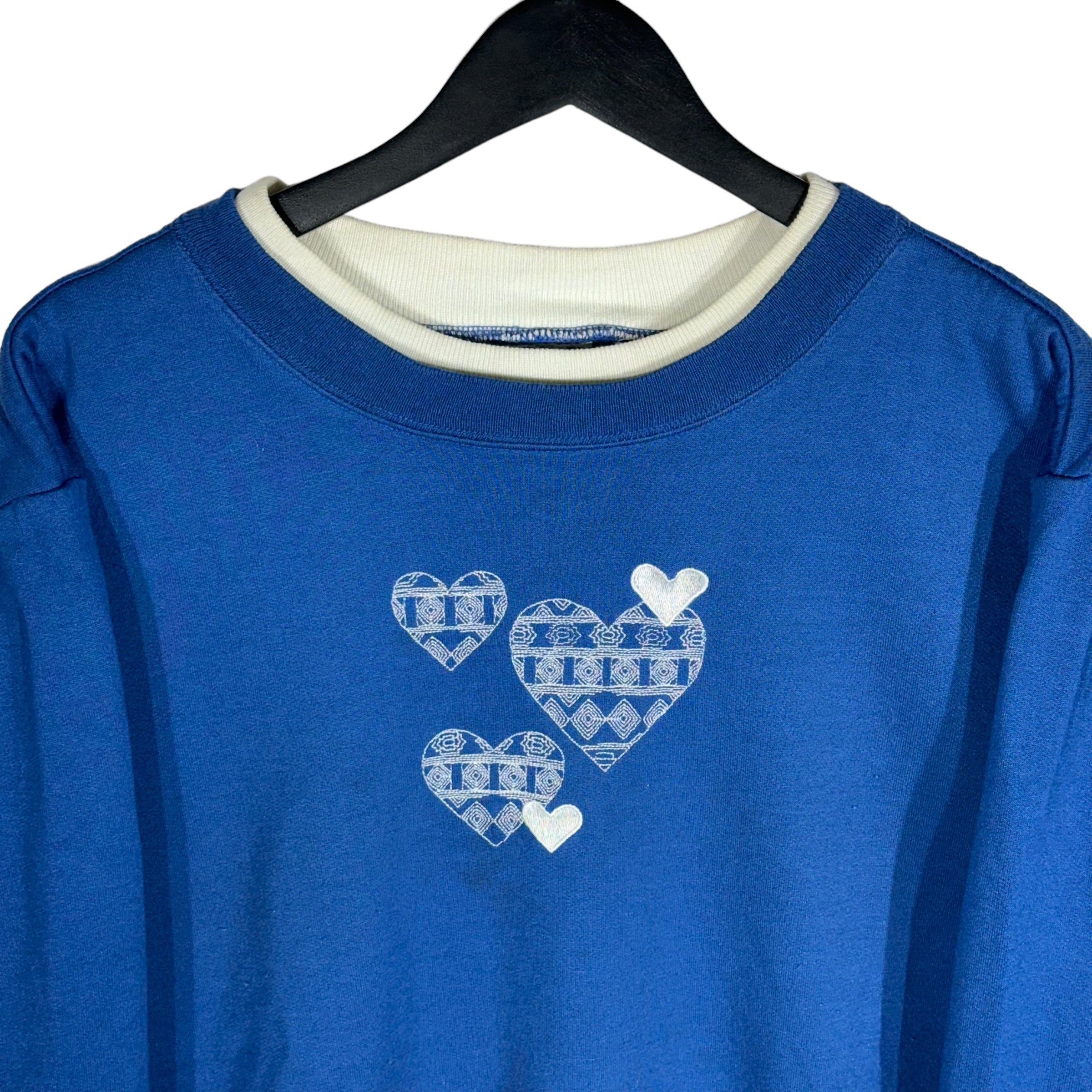 Vintage Embroidered Hearts Crewneck