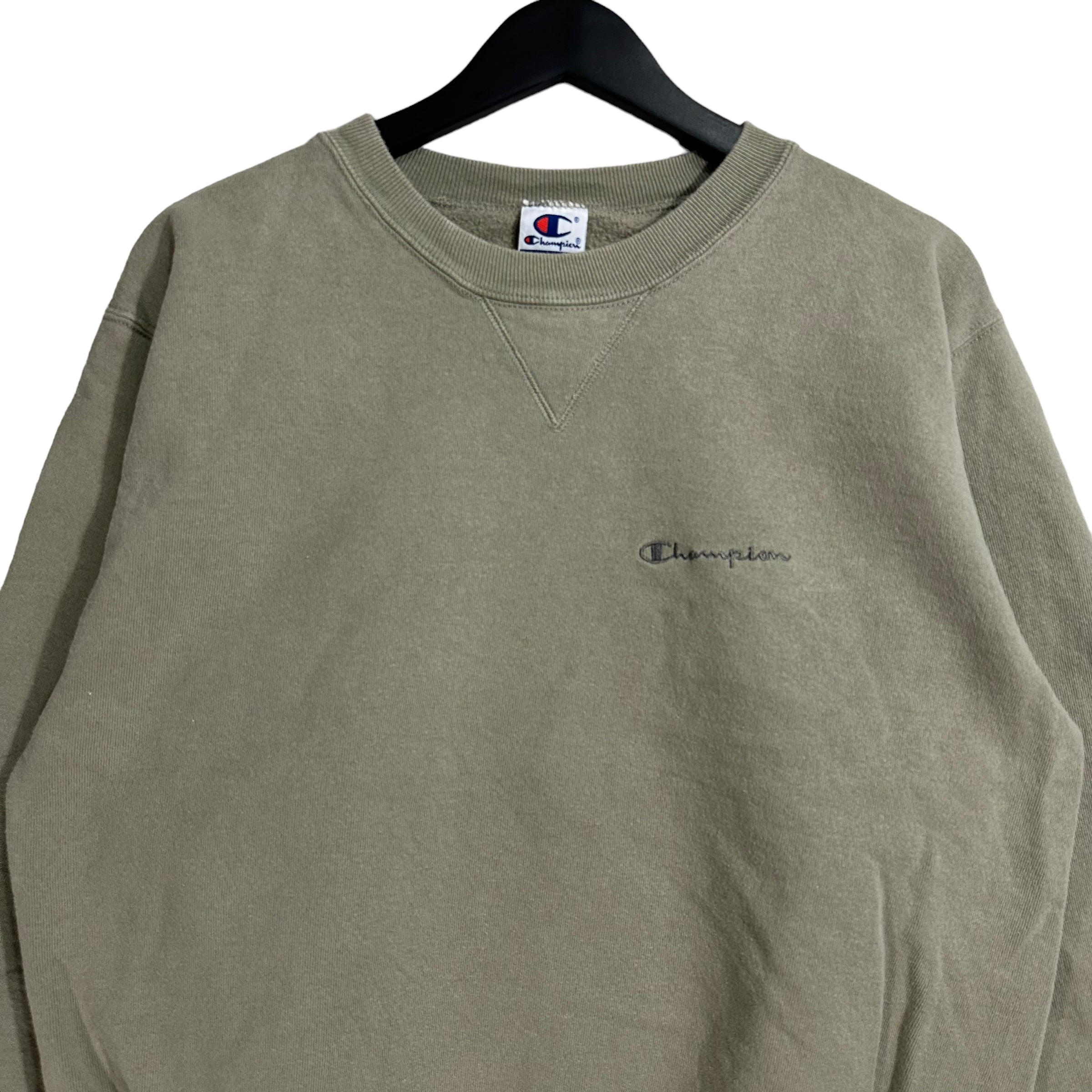 Vintage Champion Embroidered Logo Green Pullover 90s