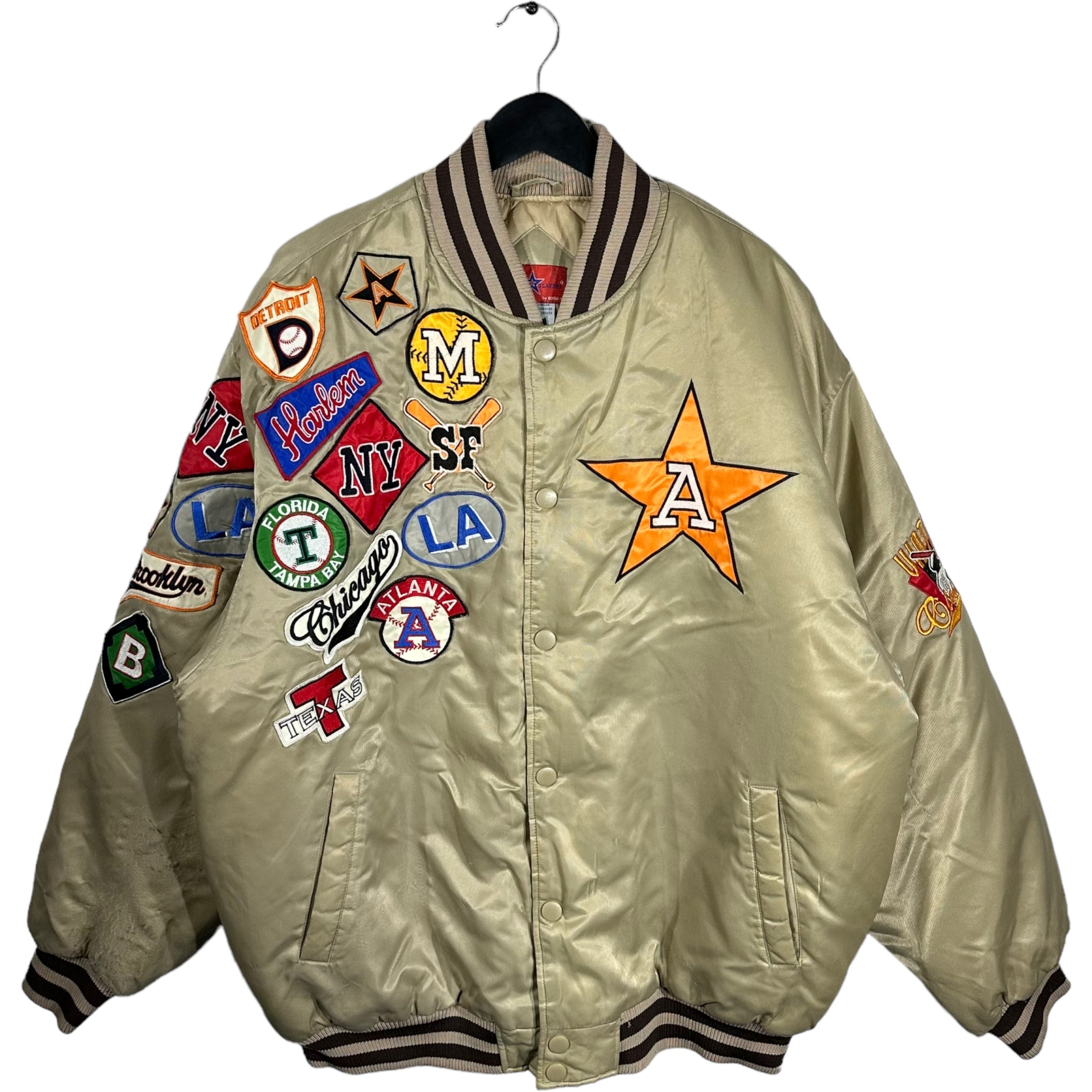 Vintage Classic Baseball Patches Satin Jacket