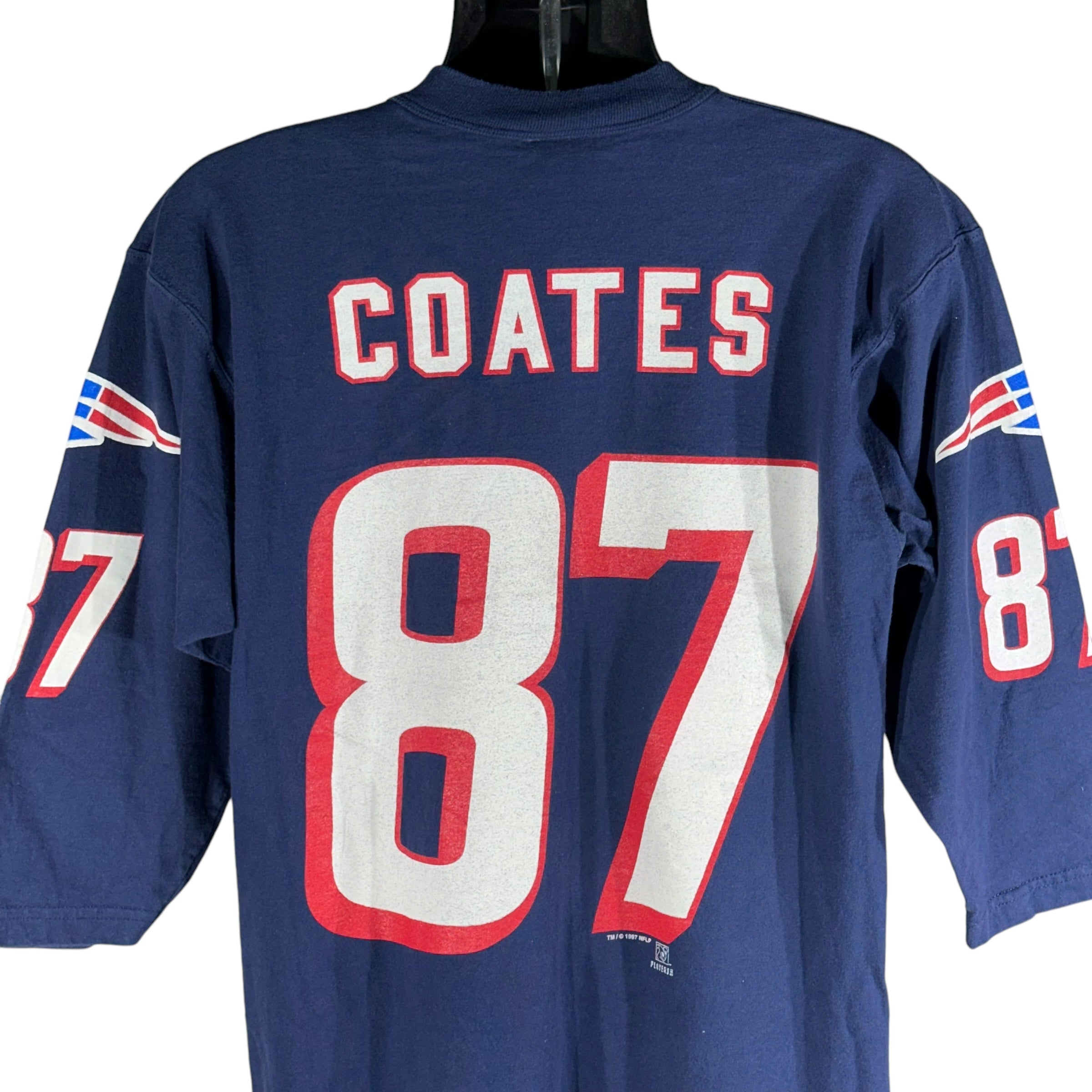 Vintage New England Patriots #87 Ben Coates 3/4 Sleeve Jersey Tee 1997