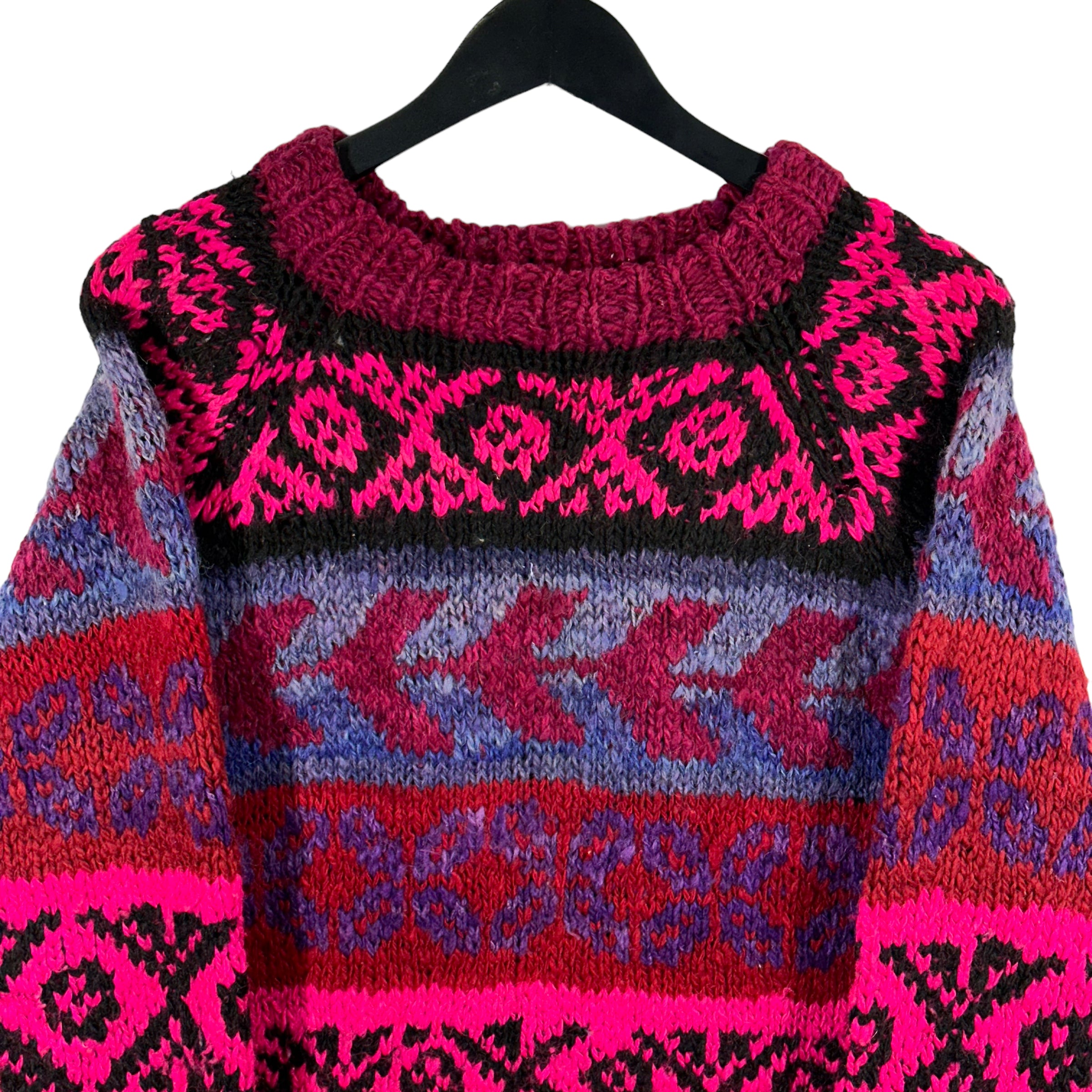 Vintage Pink Multicolored Wool Knit Sweater