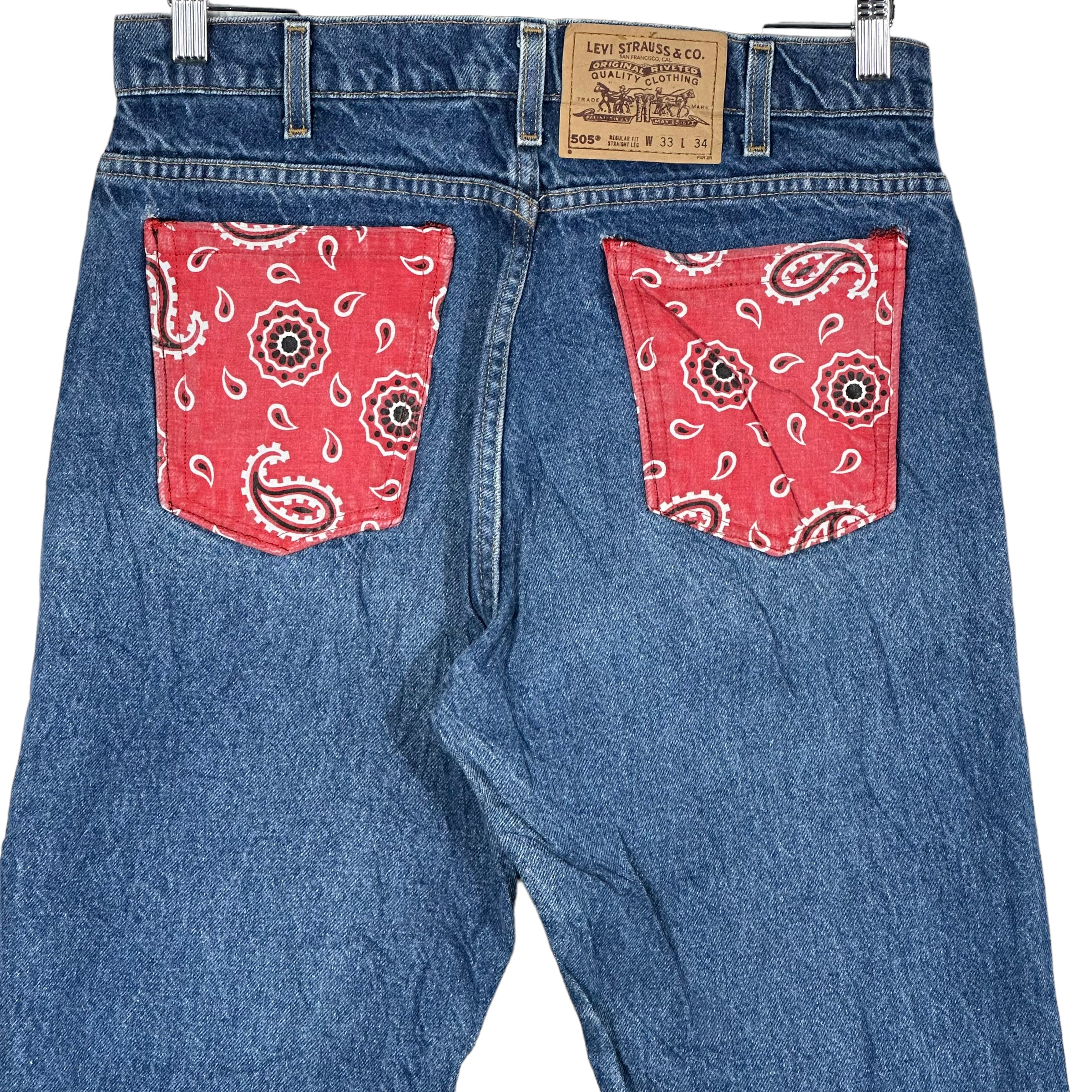 Vintage Levi's 505 Paisley Pocket Denim Jeans 90s