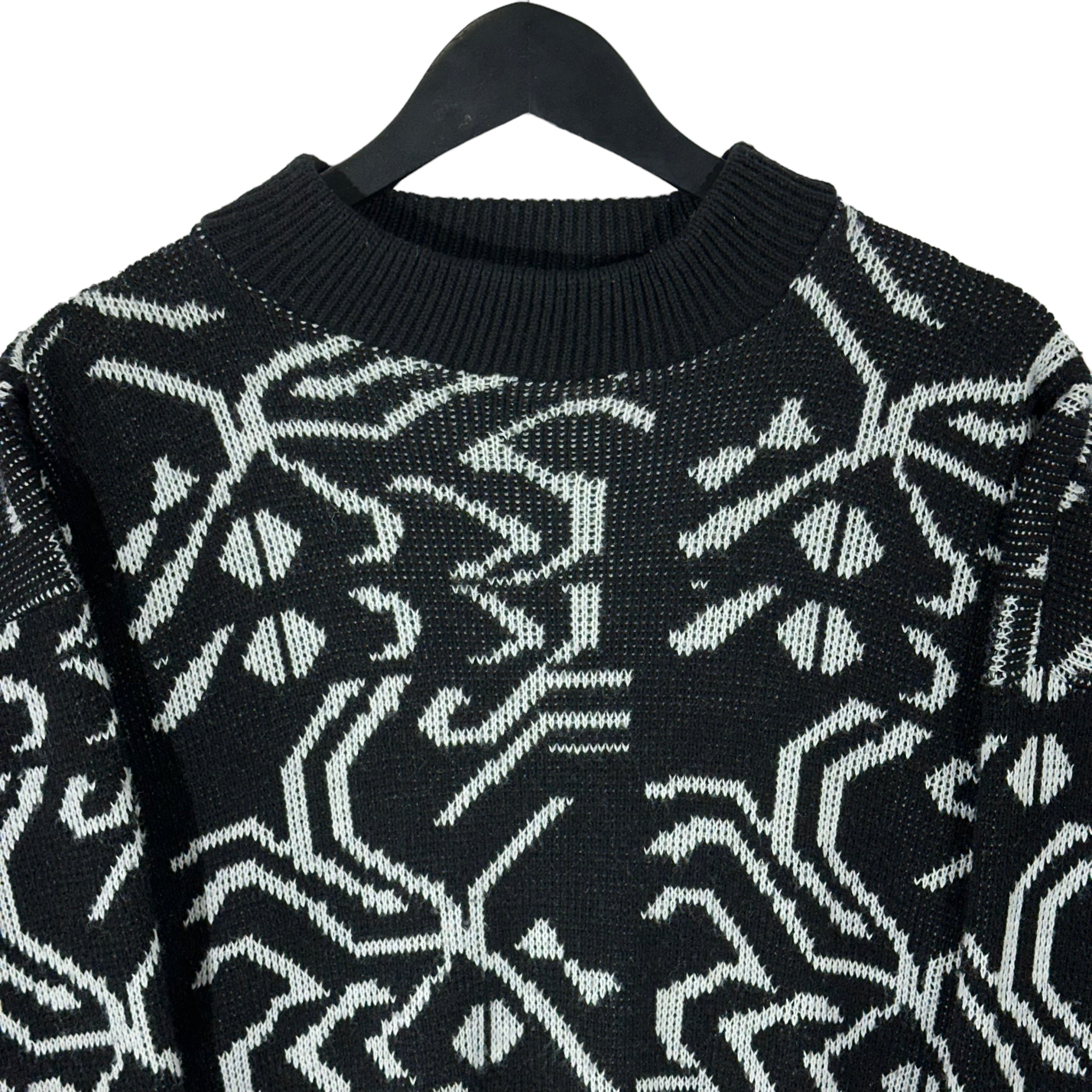 Vintage Abstract Patterned Knit Sweater 80s