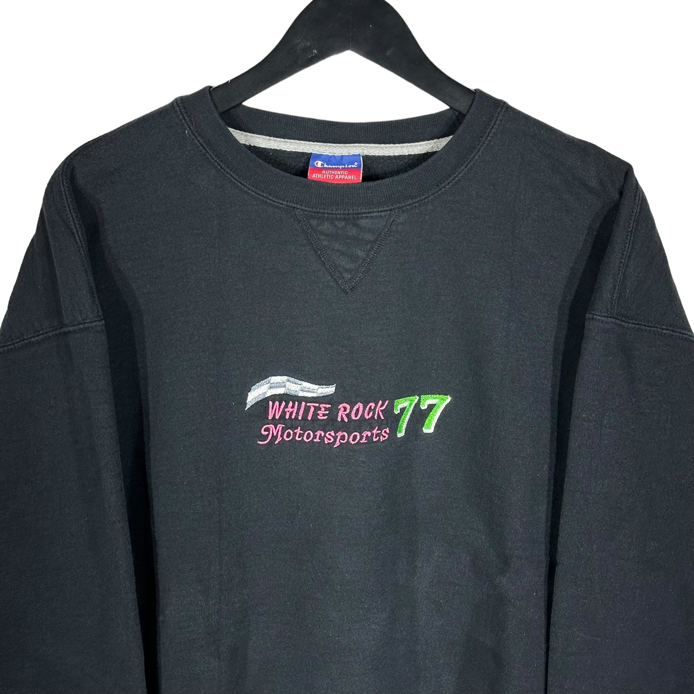 Vintage White Roc Motorsport 77 Champion Crewneck