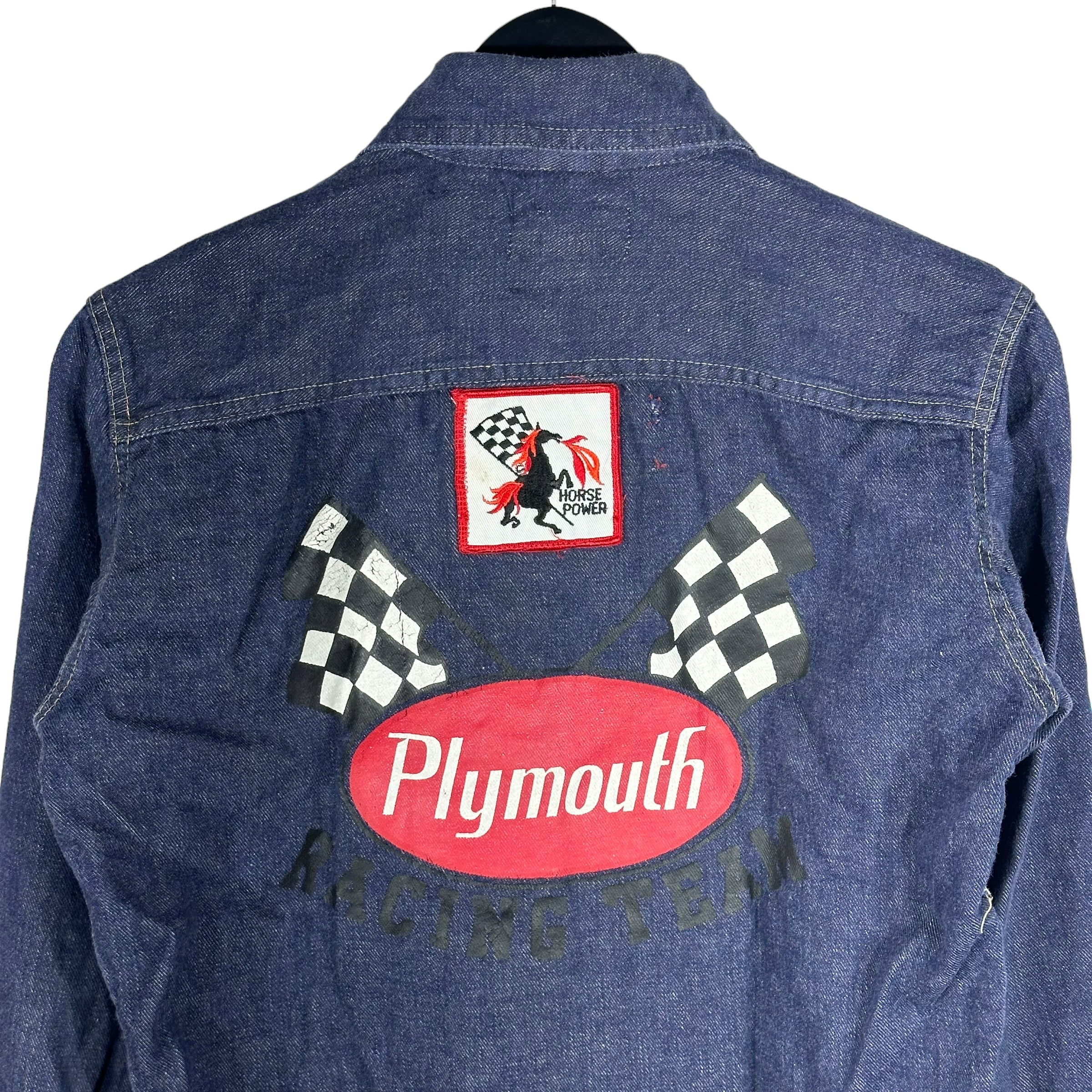 Vintage Plymouth Racing Team Horse Power Denim Jacket