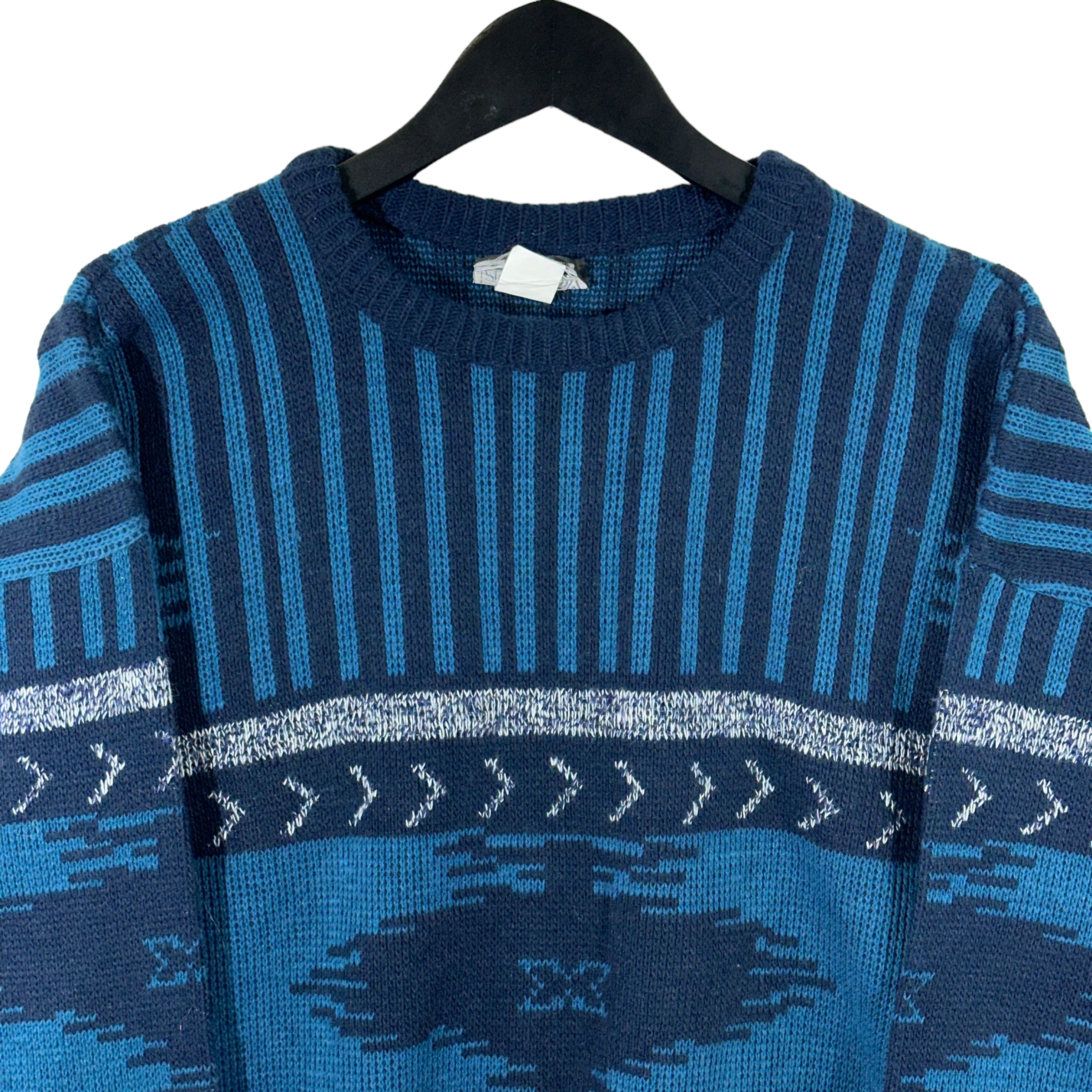 Vintage PlayBoy Blue Pattern Knit Sweater 90s