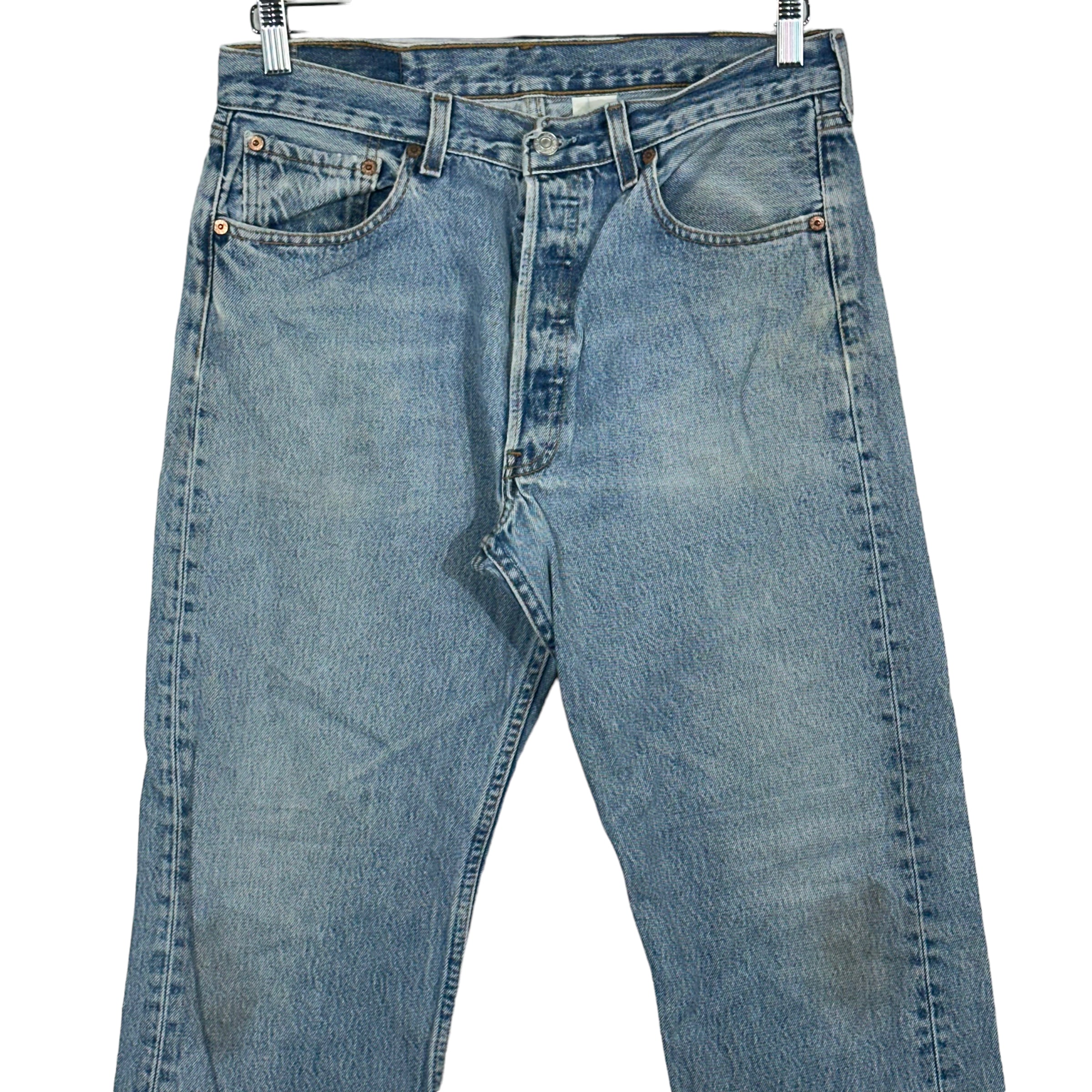 Vintage Levi's 501 Light Wash Straight Leg Distressed Denim Jeans