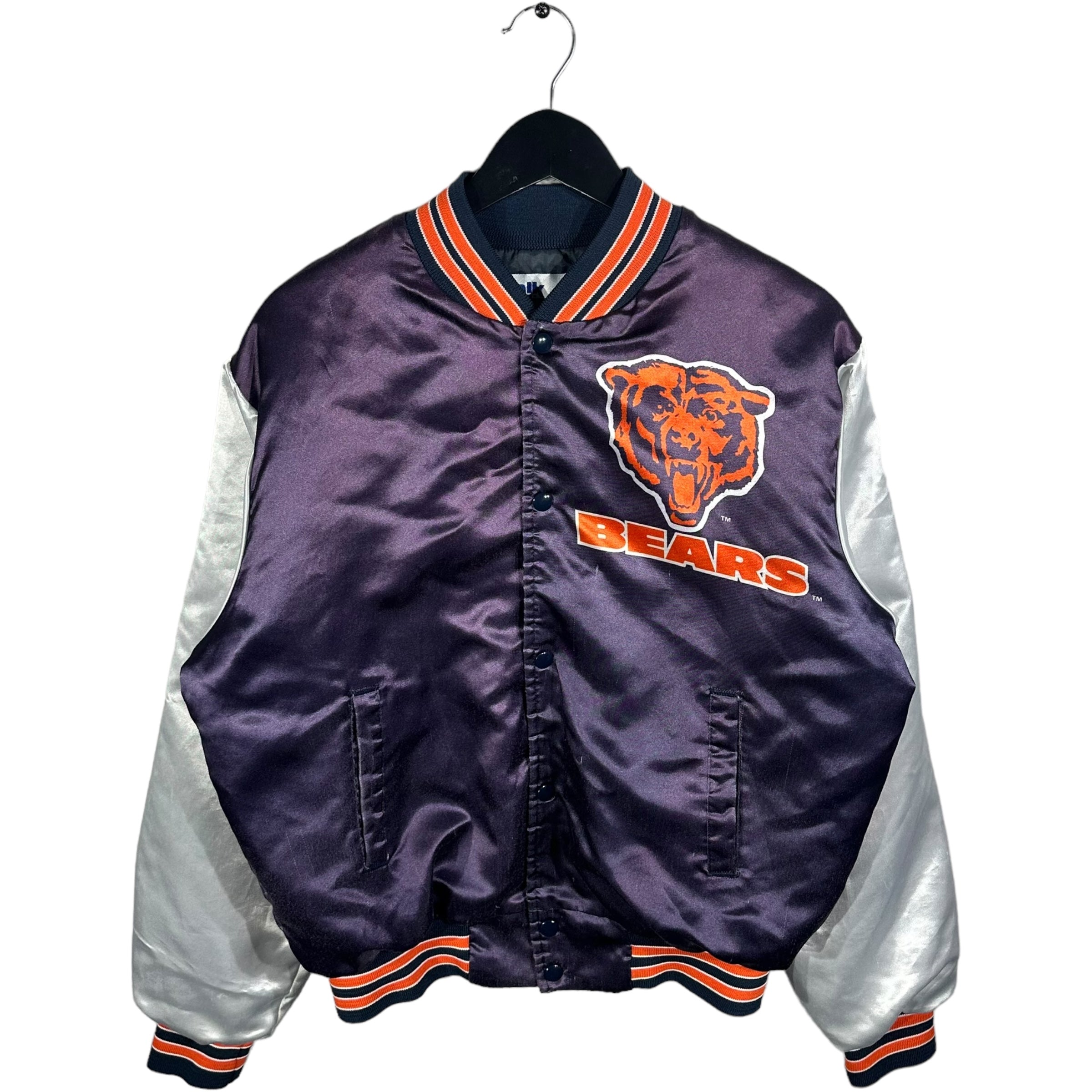 Vintage Chicago Bears Button Down Satin Bomber Light Jacket