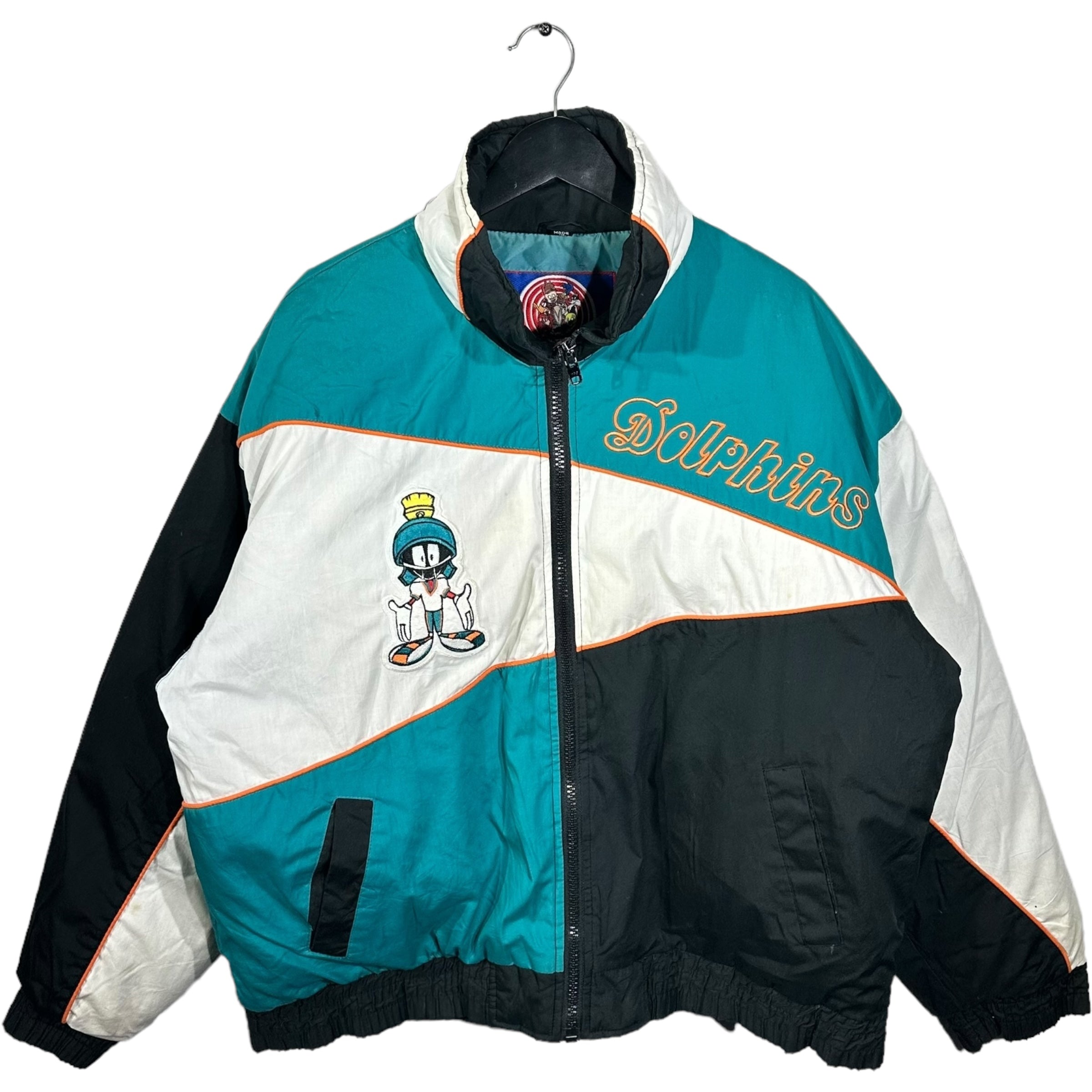 Vintage Miami Dolphins Loony Tunes Marvin Martian Full Zip Puffer Jacket
