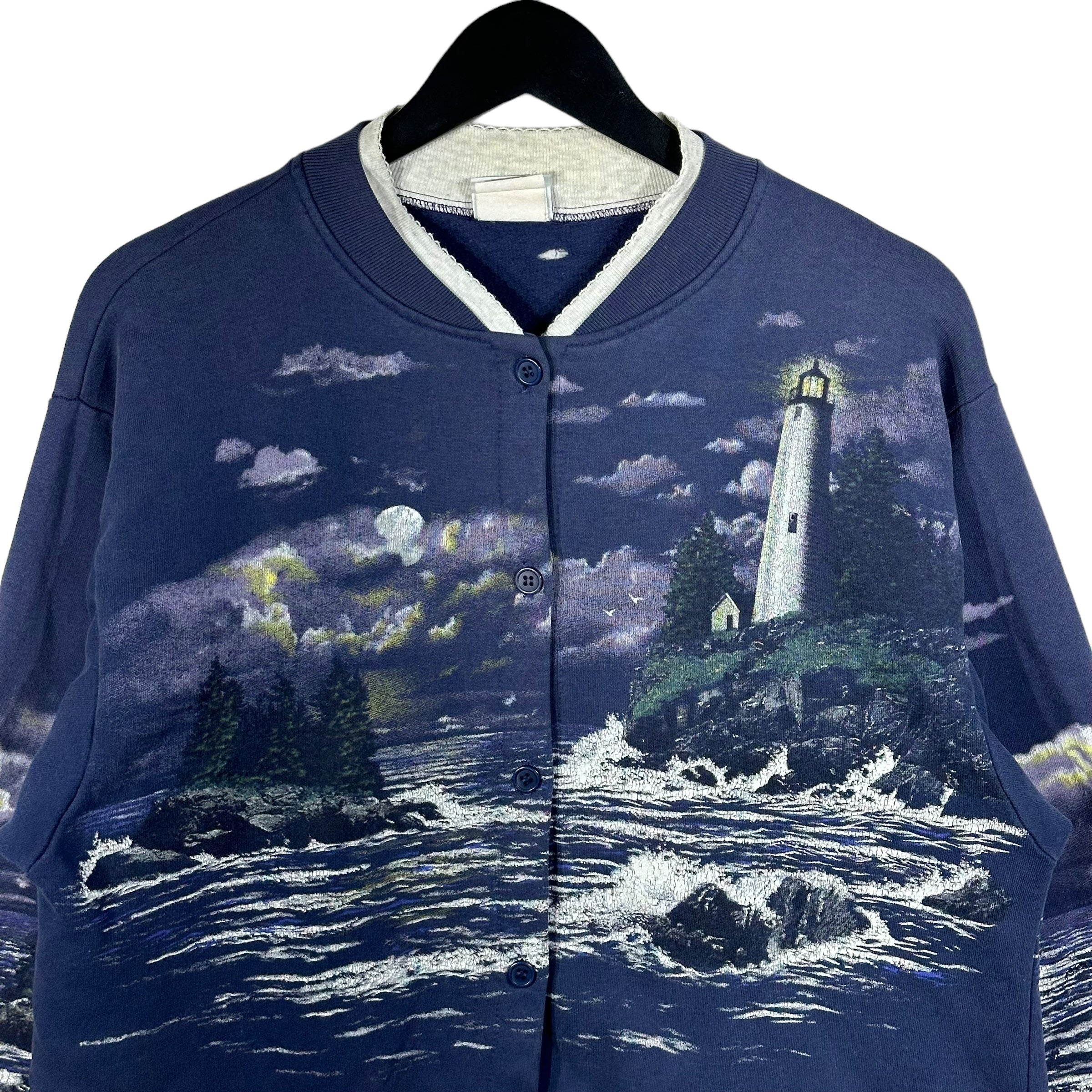 Vintage Artisans Lighthouse AOP Button Pocket Crewneck