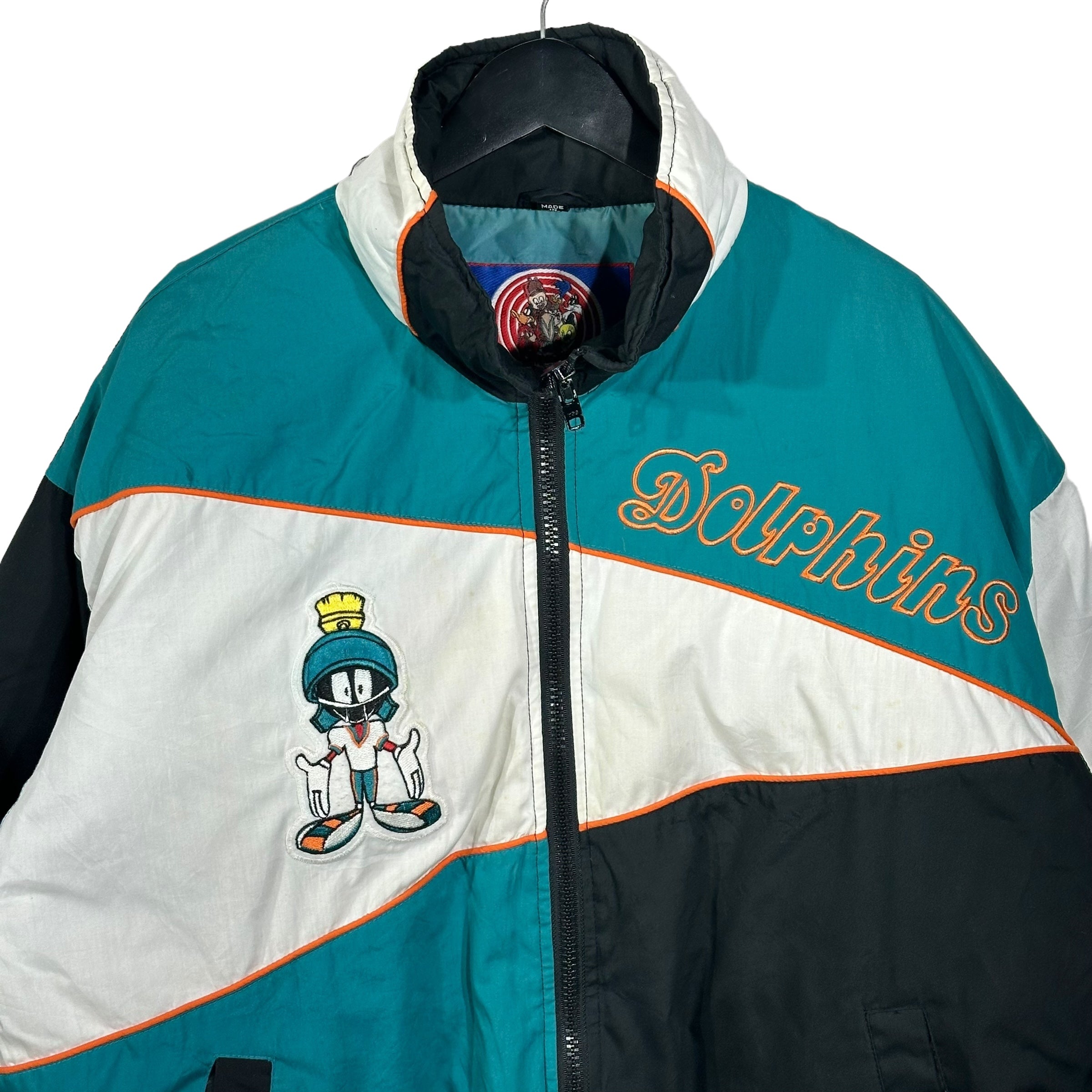 Vintage Miami Dolphins Loony Tunes Marvin Martian Full Zip Puffer Jacket