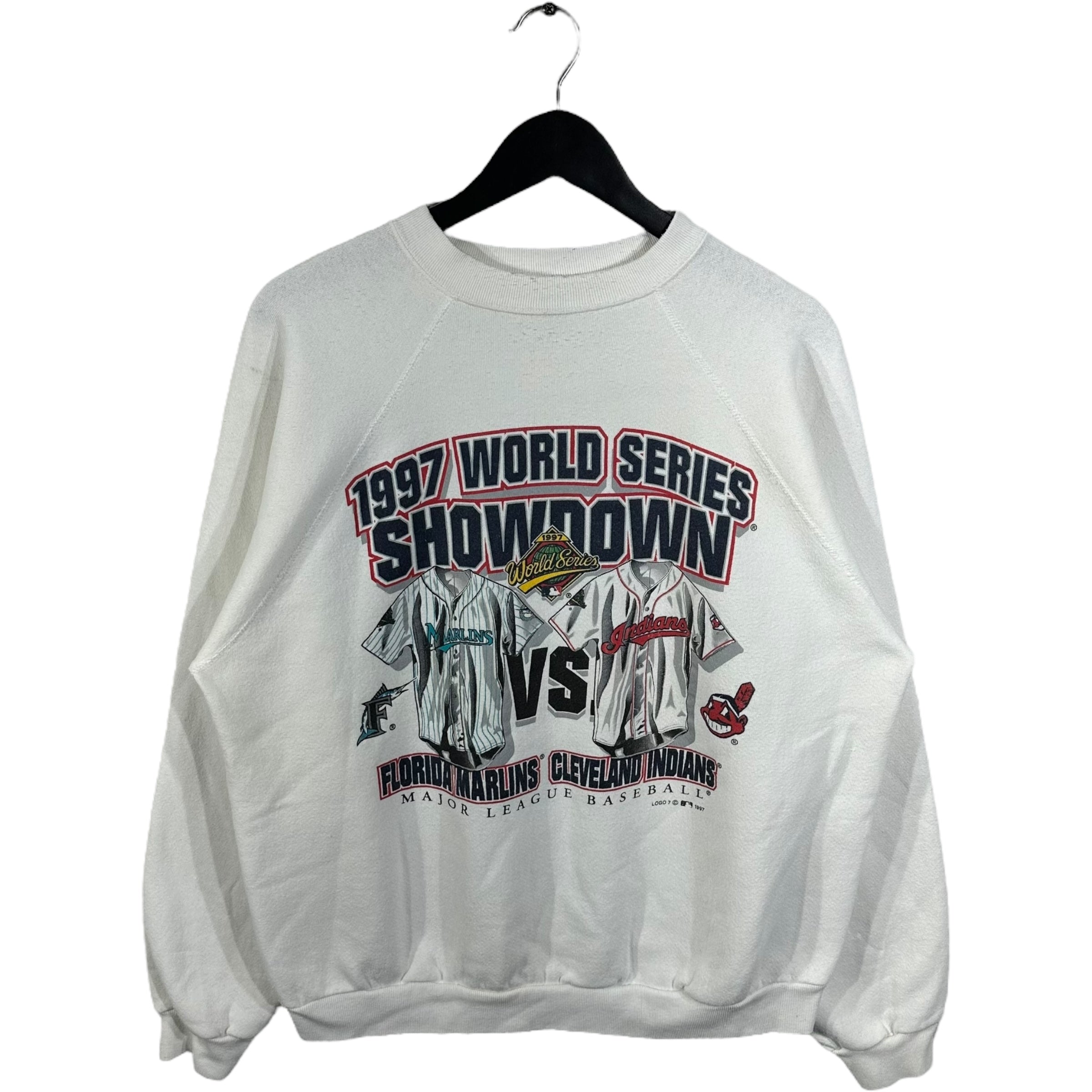 Vintage MLB World Series Showdown Marlins vs. Indians Crewneck 1997