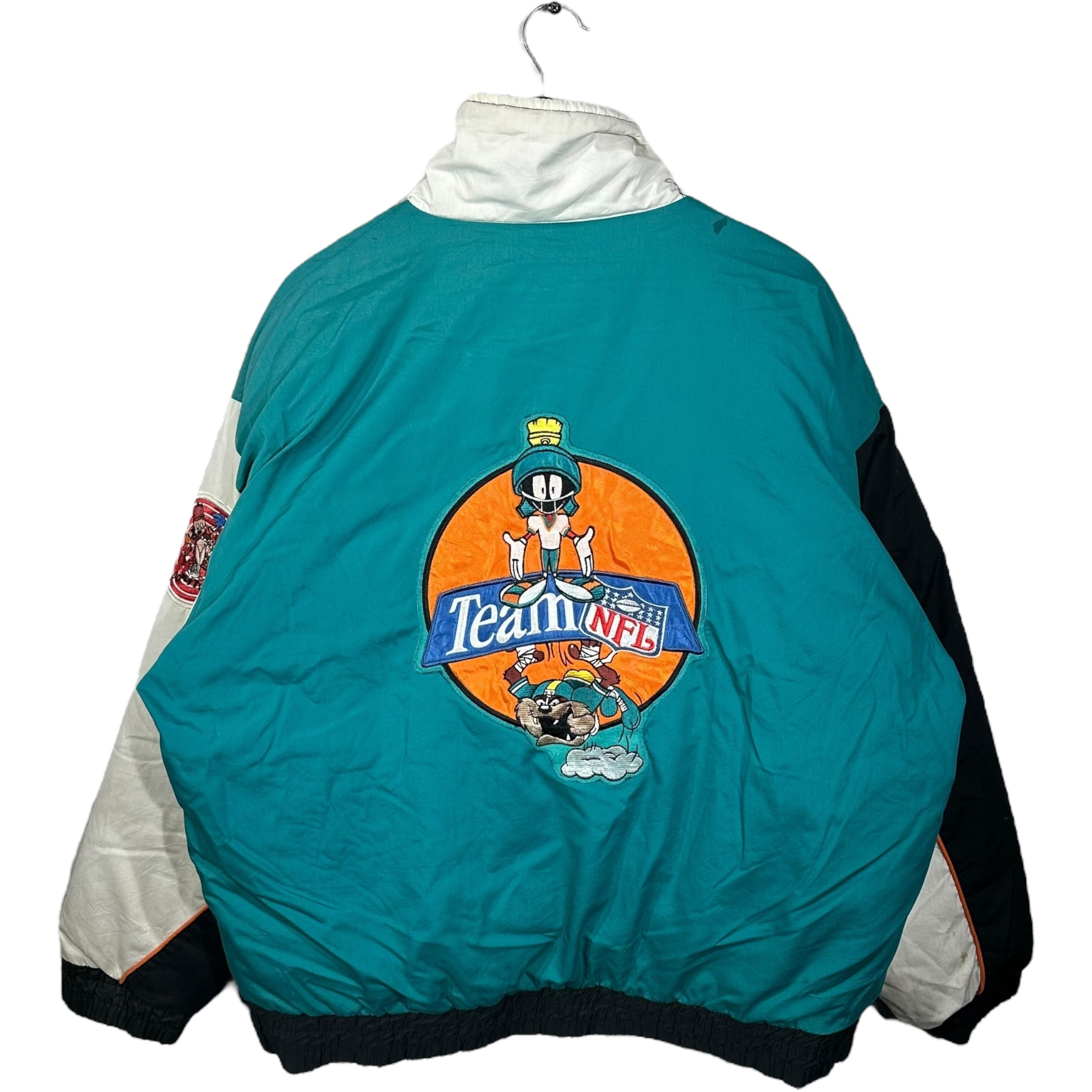 Vintage Miami Dolphins Loony Tunes Marvin Martian Full Zip Puffer Jacket