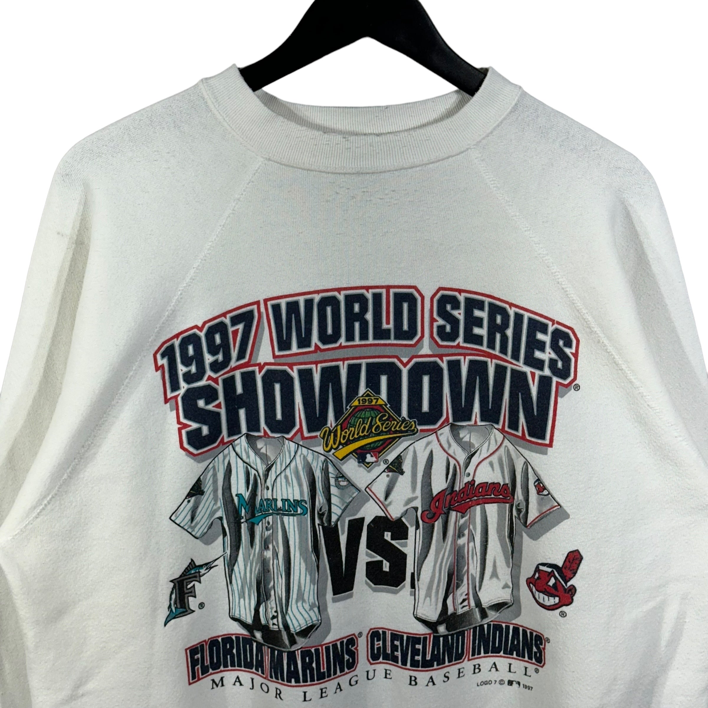 Vintage MLB World Series Showdown Marlins vs. Indians Crewneck 1997