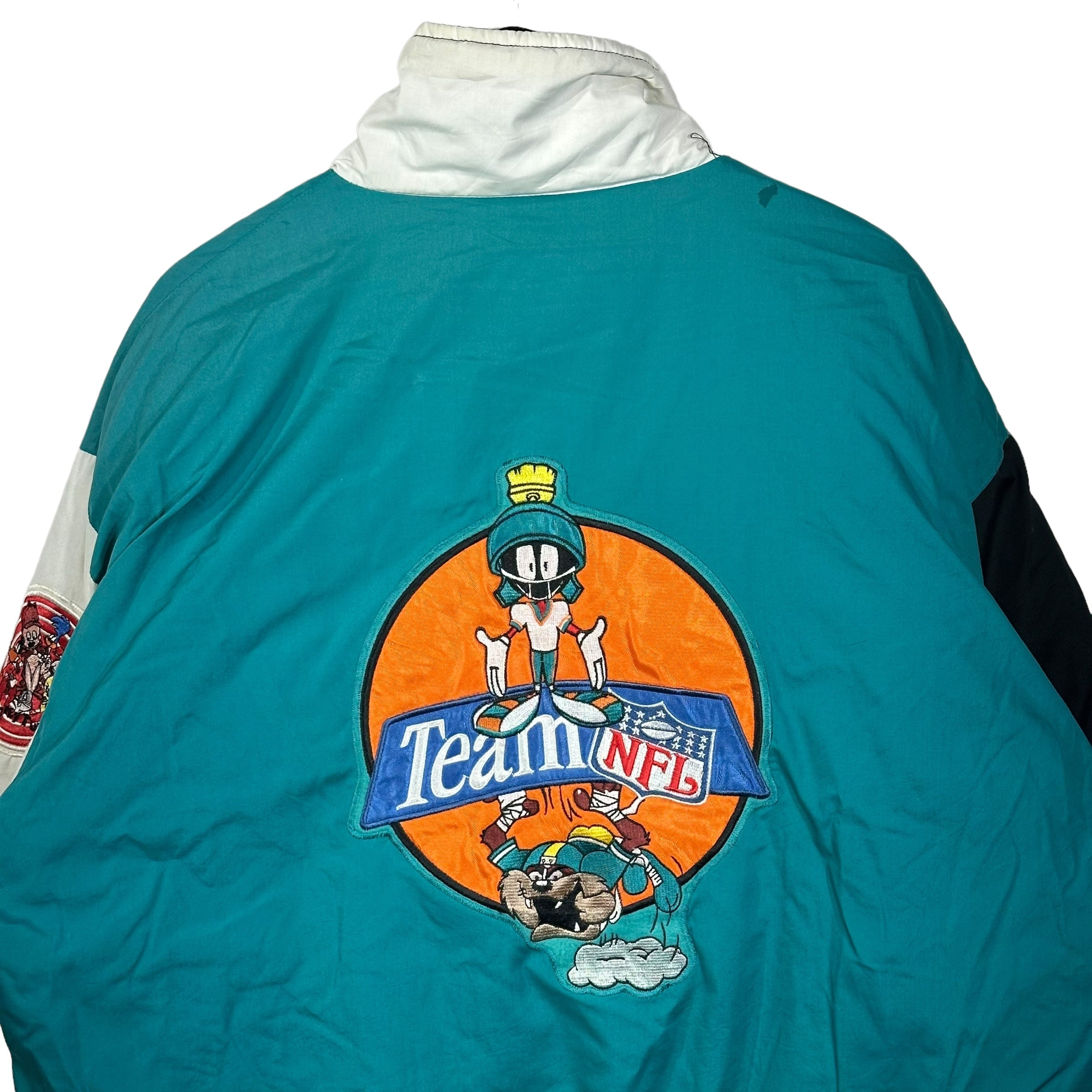 Vintage Miami Dolphins Loony Tunes Marvin Martian Full Zip Puffer Jacket