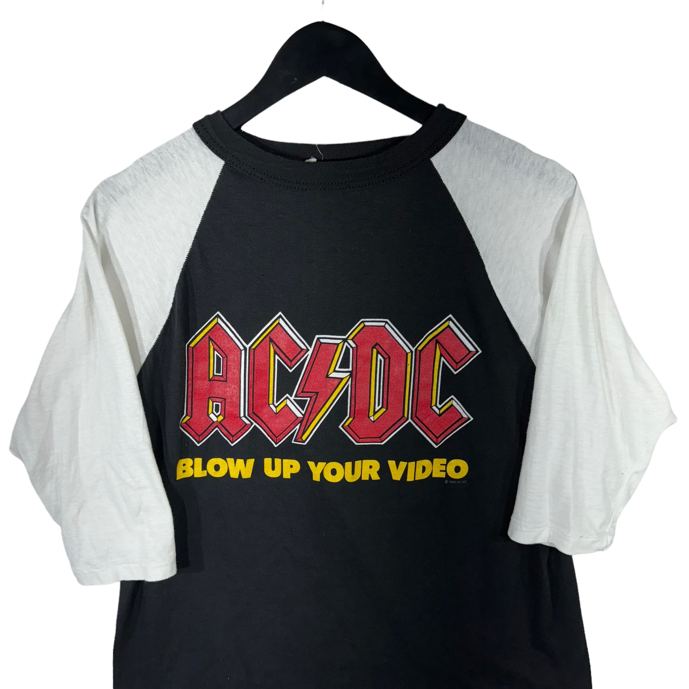 Vintage AC/DC "Blow Up Your Video" World Tour Raglan 3/4 Sleeve Tee 1988