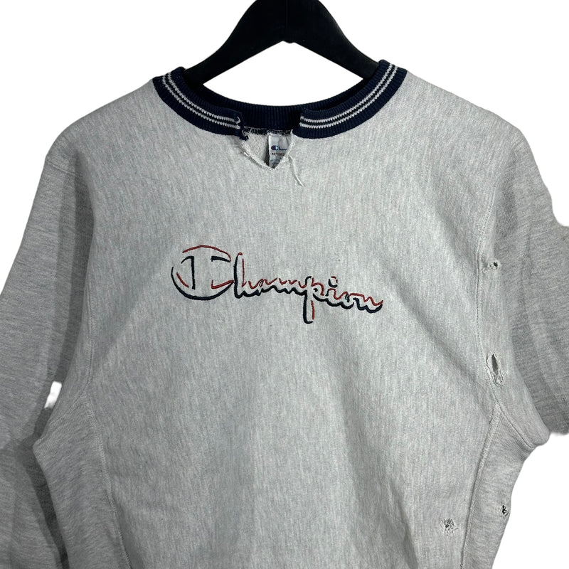 Vintage Champion Reverse Weave Distressed Crewneck