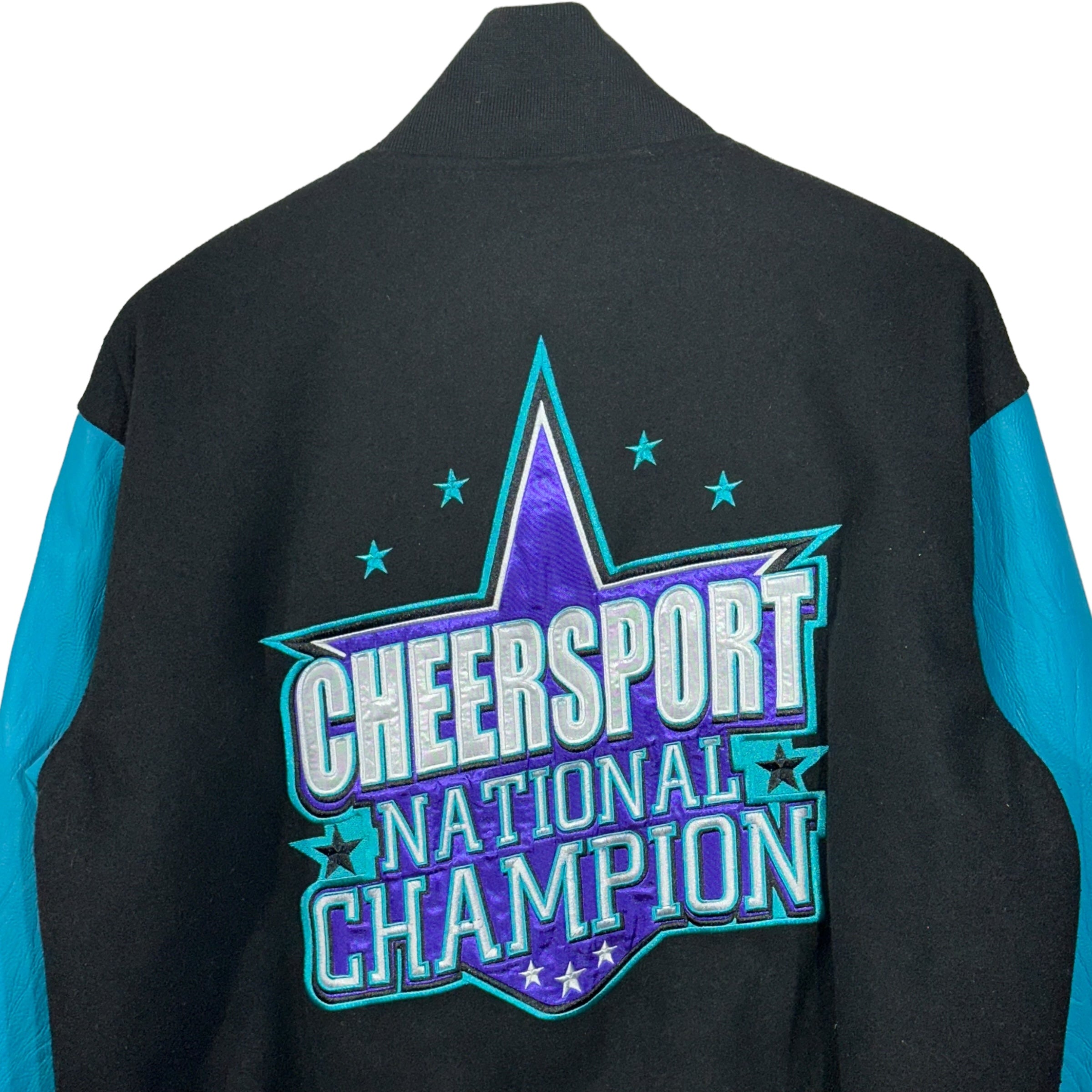 Cheersport National Champion store Varsity Jacket Adult Large Black Turquoise