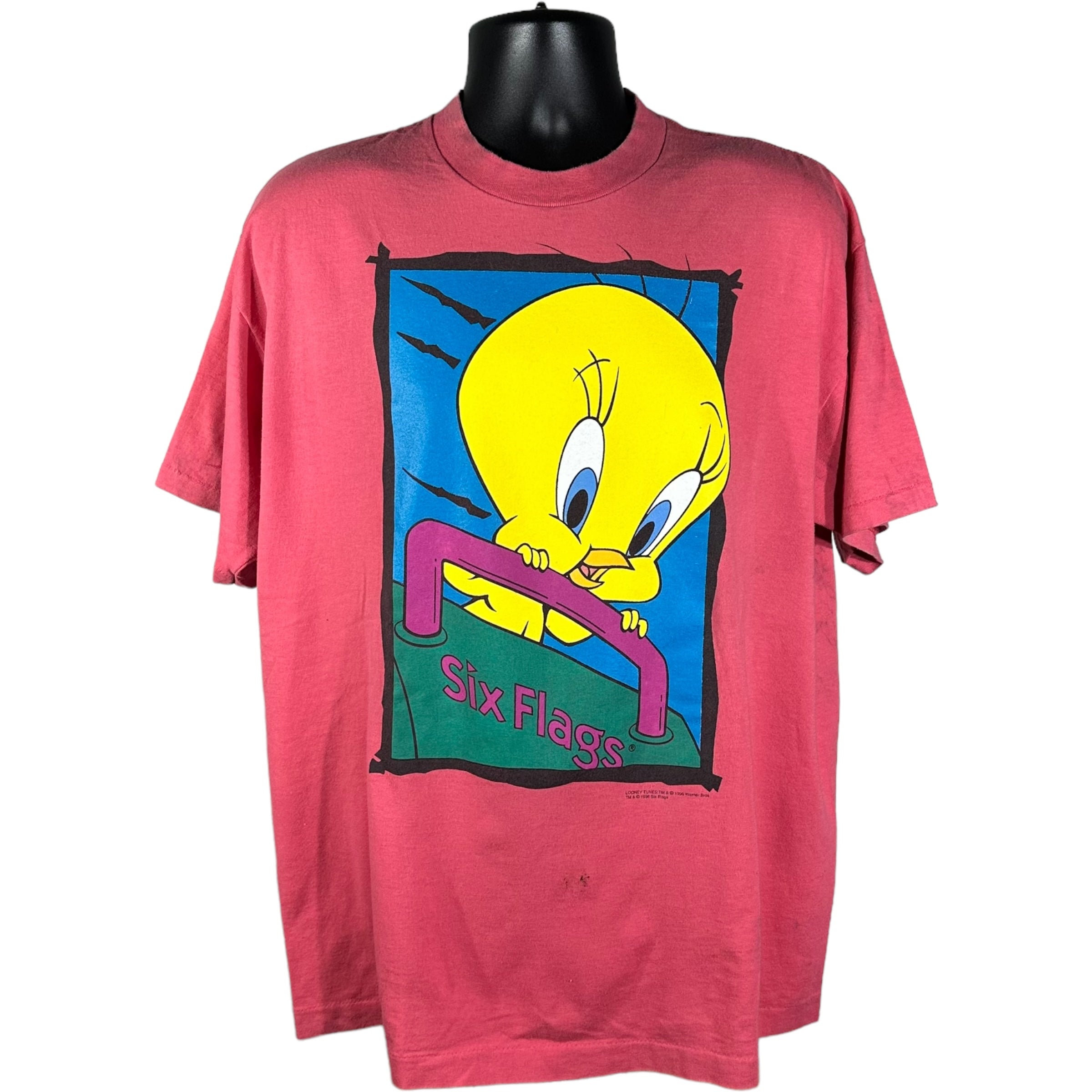 Vintage Warner Bros Tweety Bird Six Flags Tee 1996