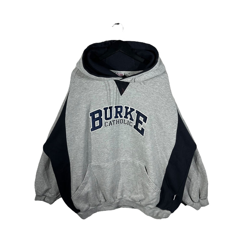 Vintage Burke Catholic Bleach Stained Hoodie