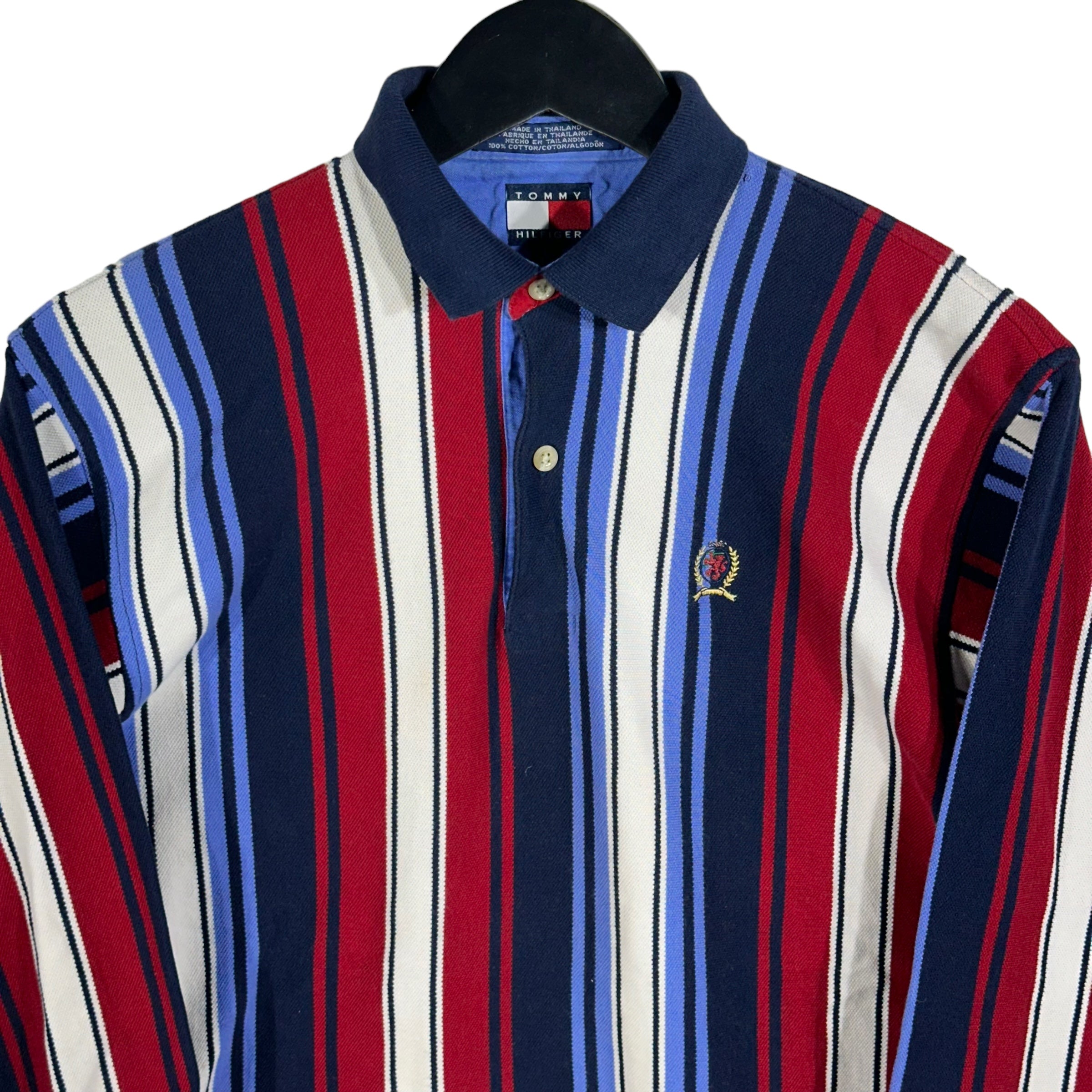 Vintage Tommy Hilfiger Stripe 1/4 Button Youth Polo