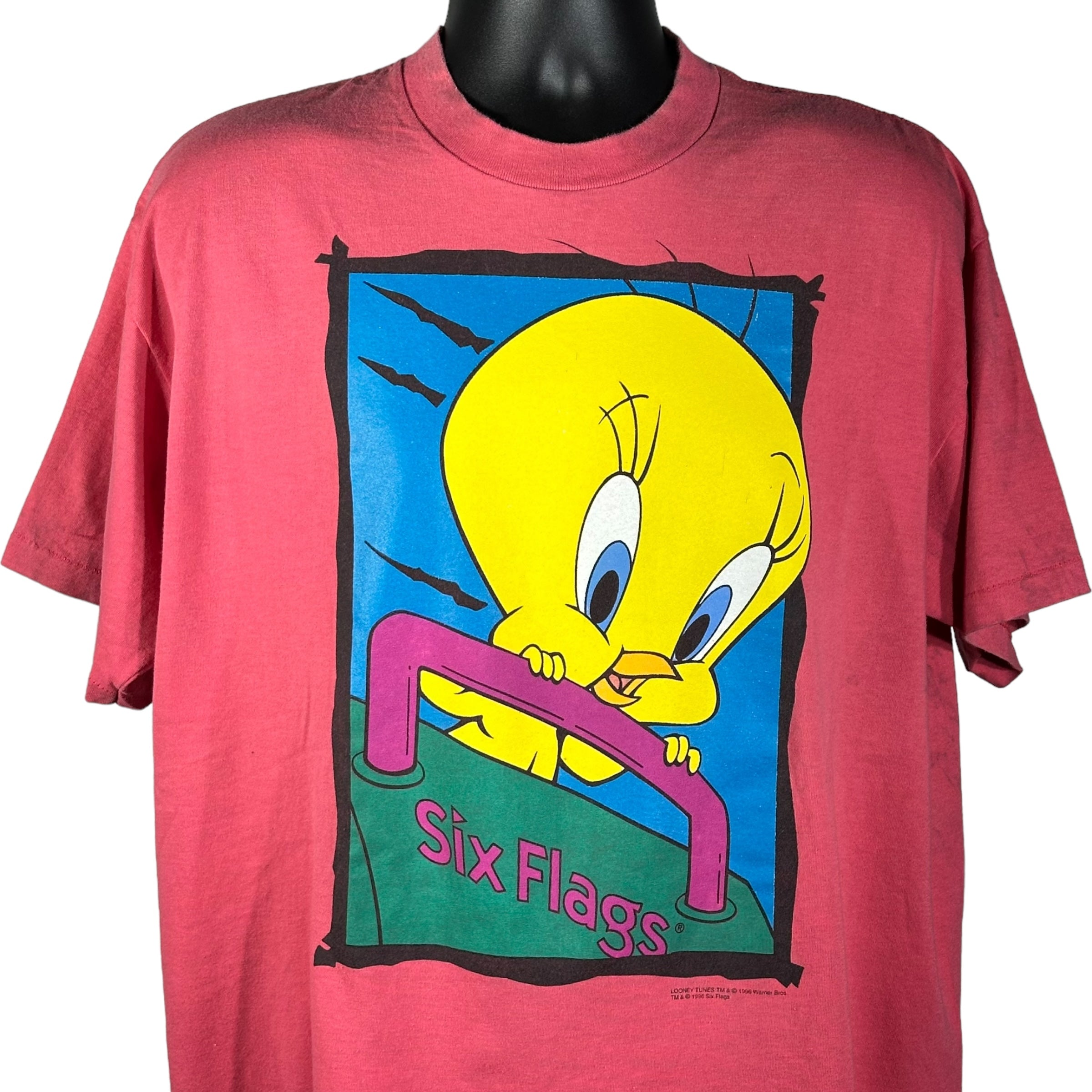 Vintage Warner Bros Tweety Bird Six Flags Tee 1996