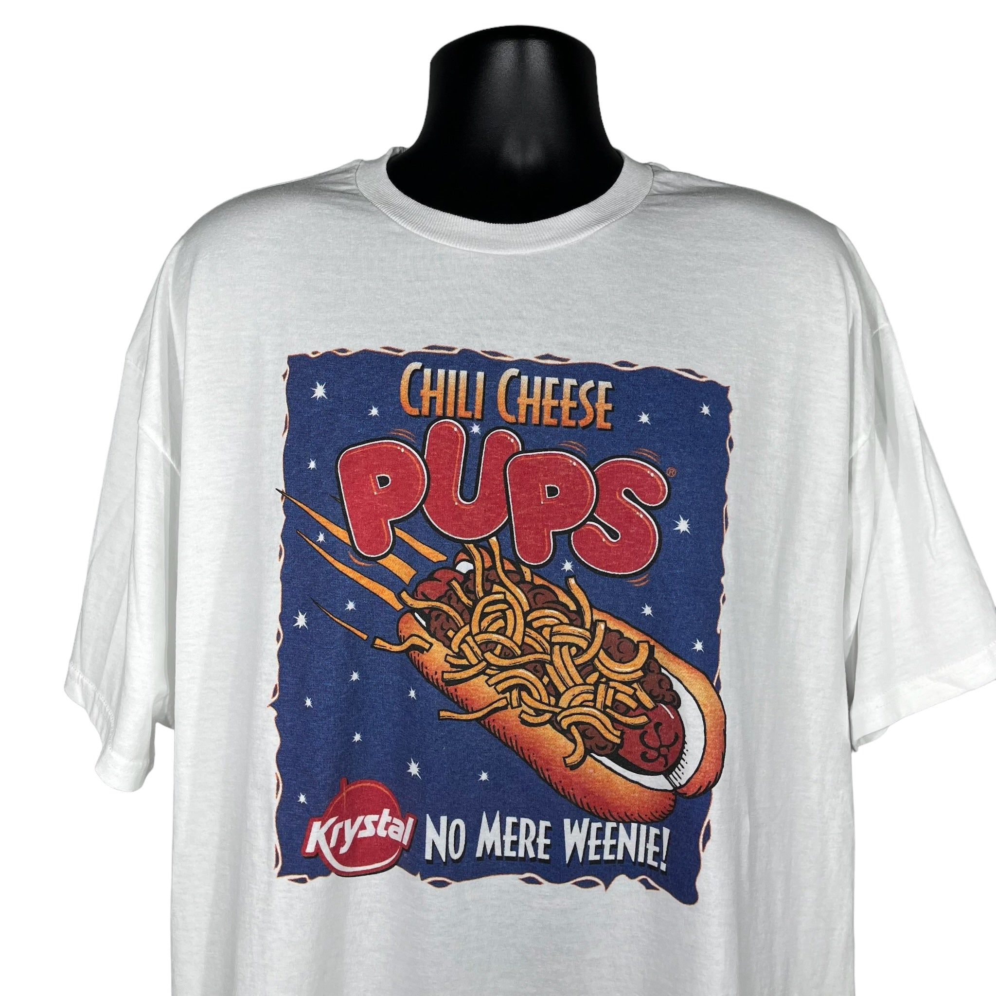 Vintage Krystal "Chili Cheese Pups" Snack Promo Tee 2000s