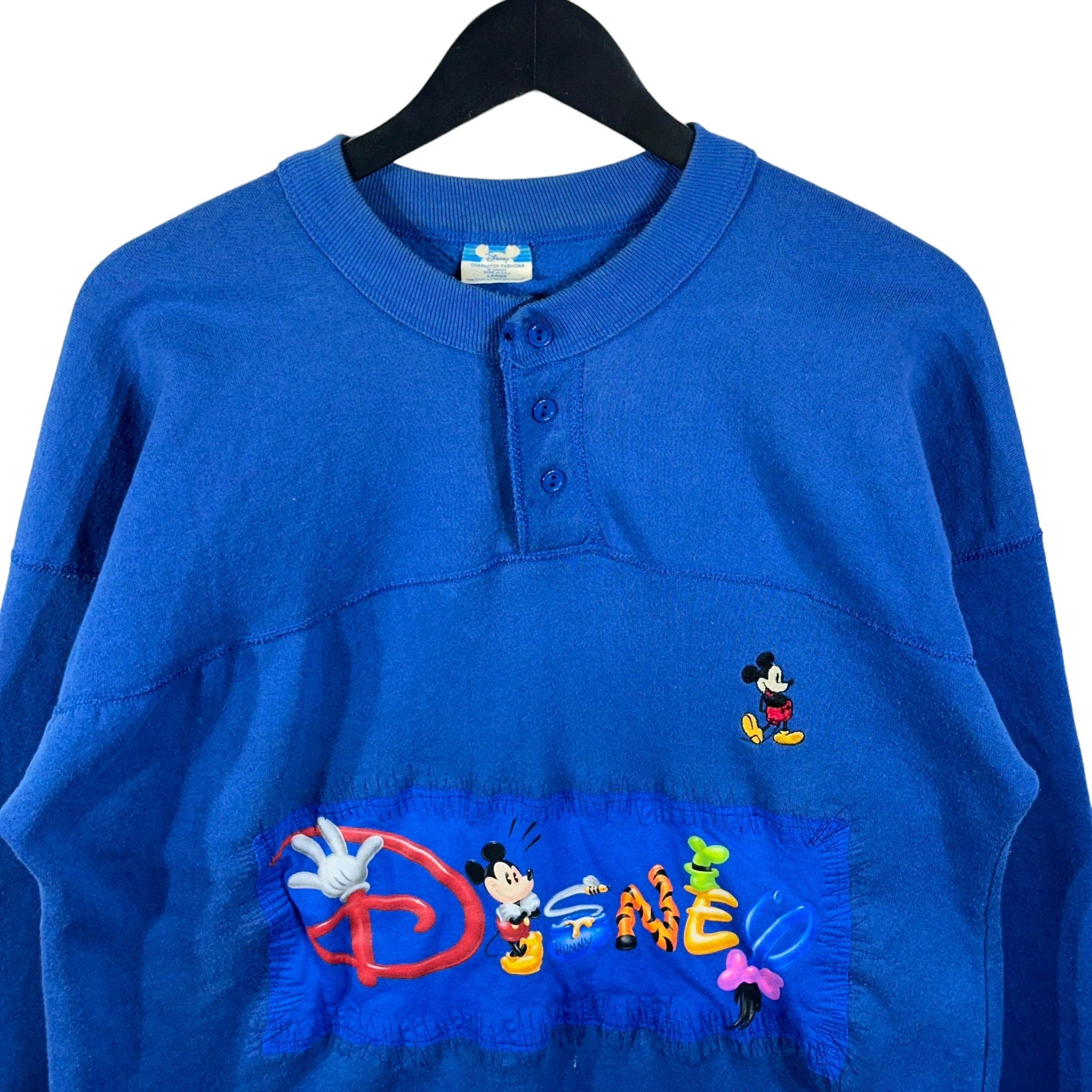 Vintage Disney Mickey Mouse 1/4 Button Cut & Sew Crewneck