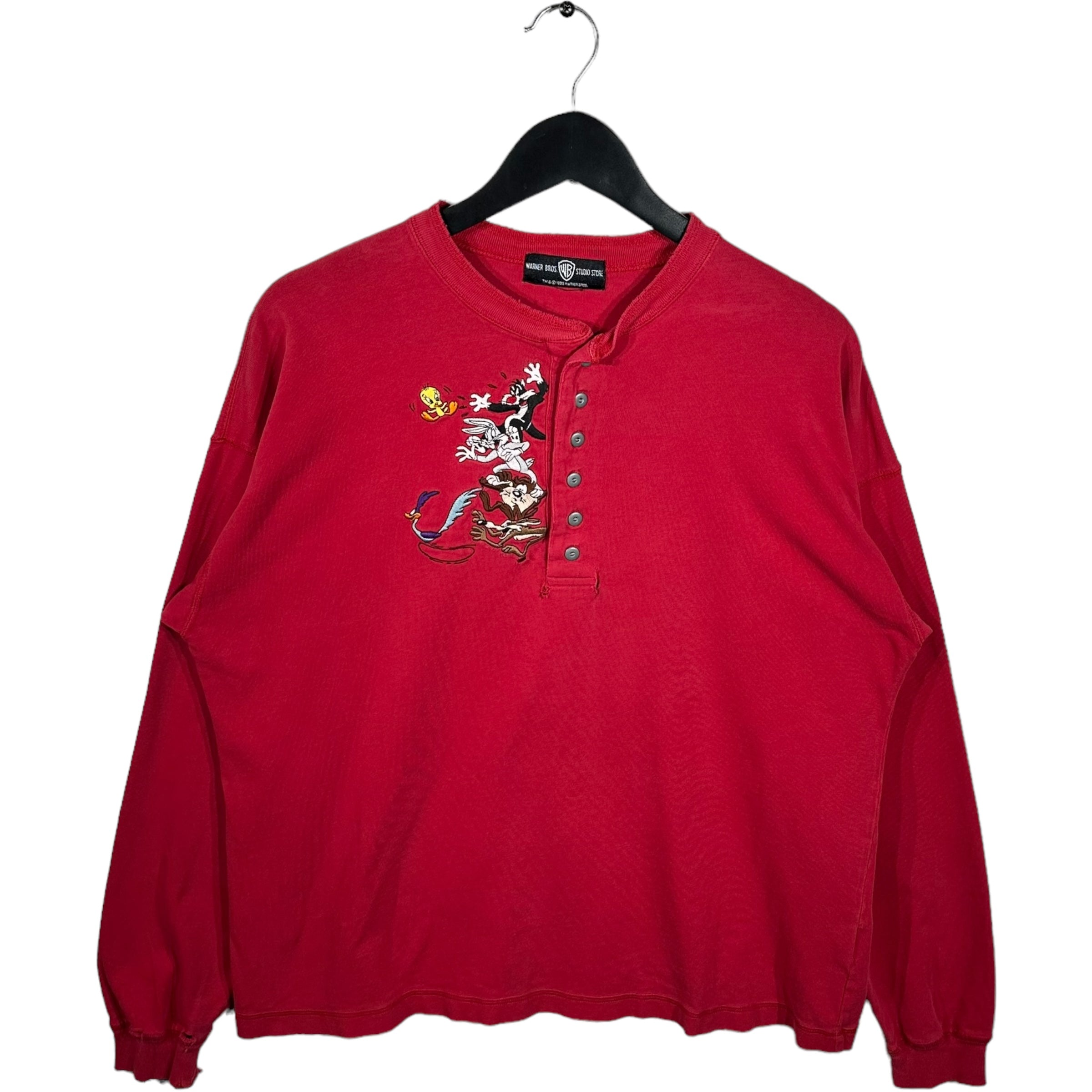 Vintage Looney Tunes Characters 1/4 Button Long Sleeve