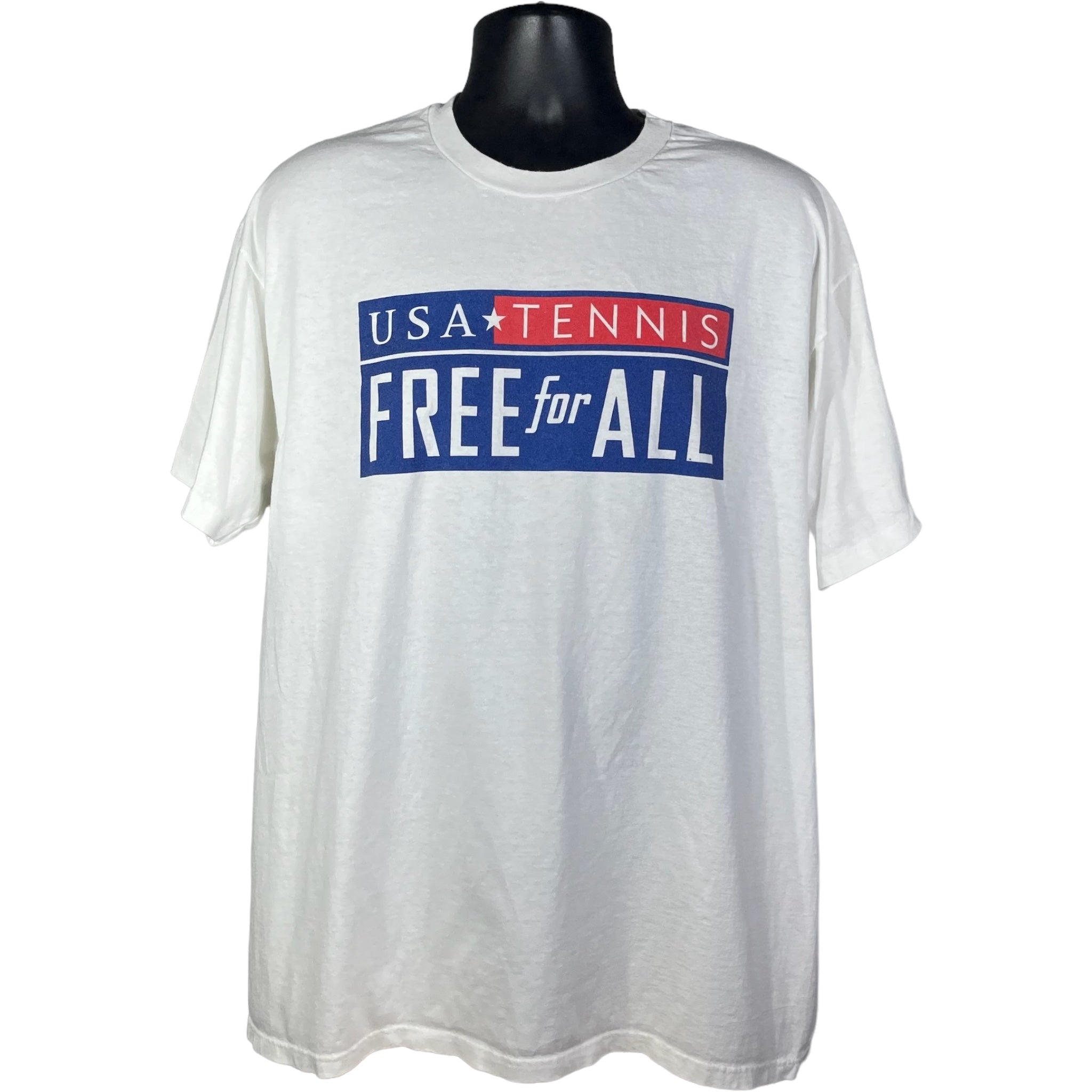 Vintage USA Tennis "Free For All" Spellout Tee 90s