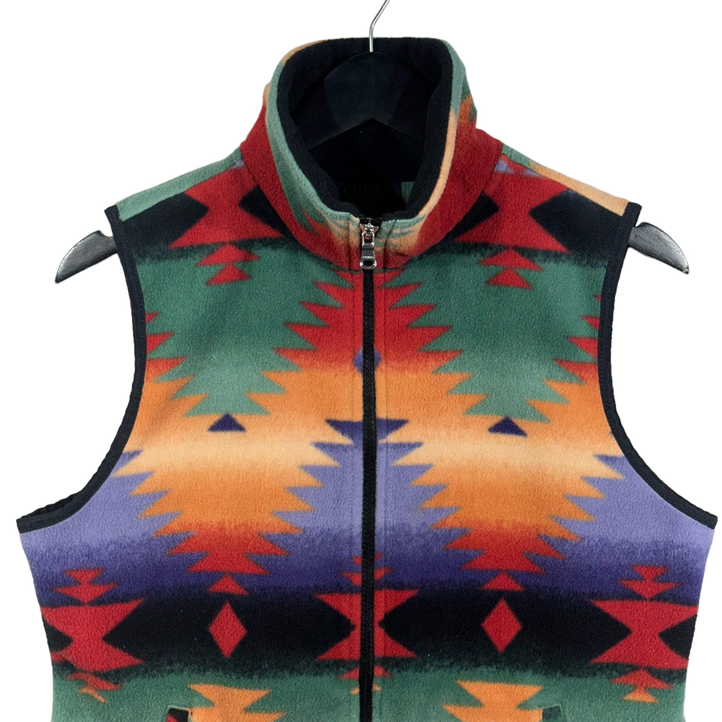 Vintage Chaps Aztec Print Full Zip Fleece Vest